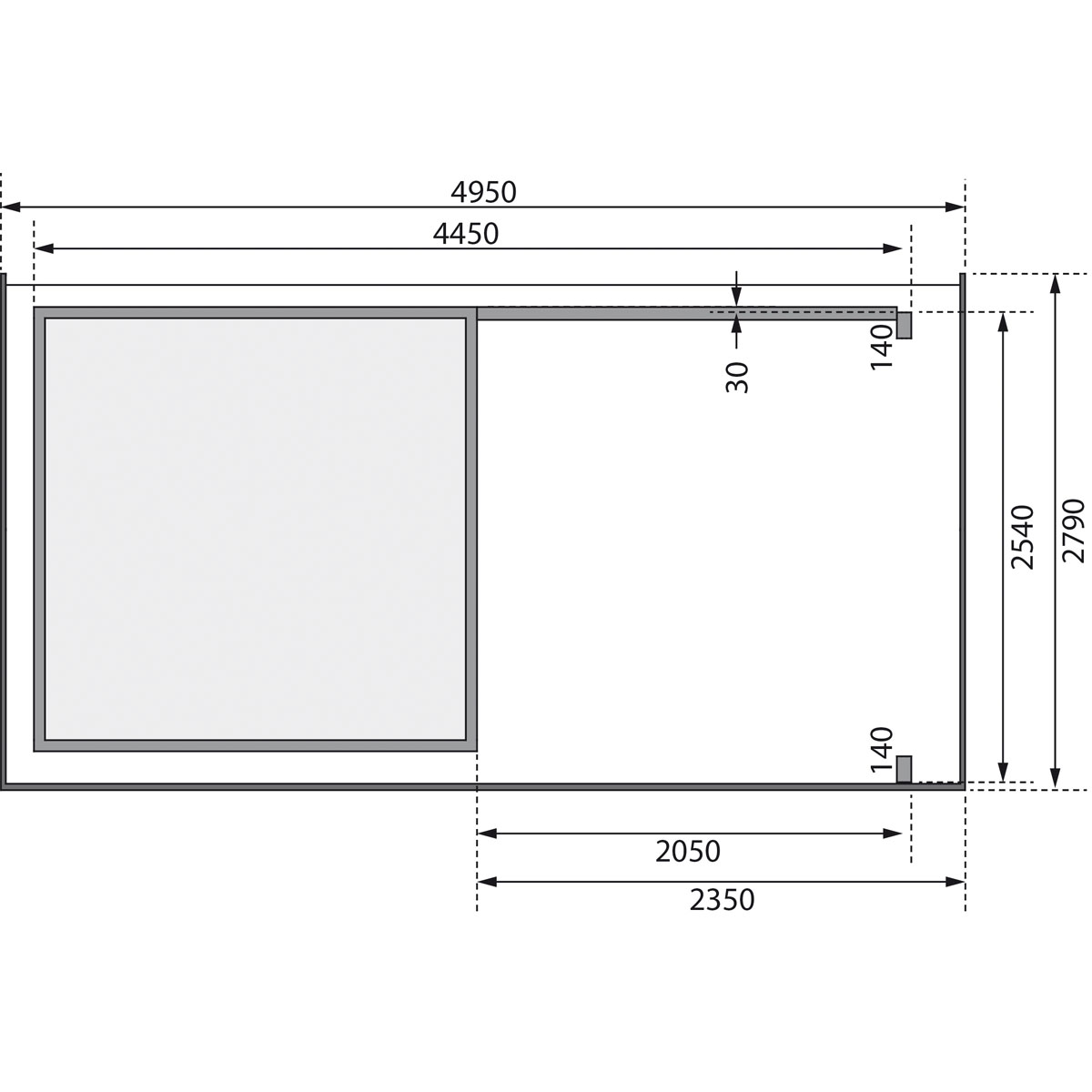 Karibu BBH Kandern 3 Set mit Anbaudach terragrau Bild 8