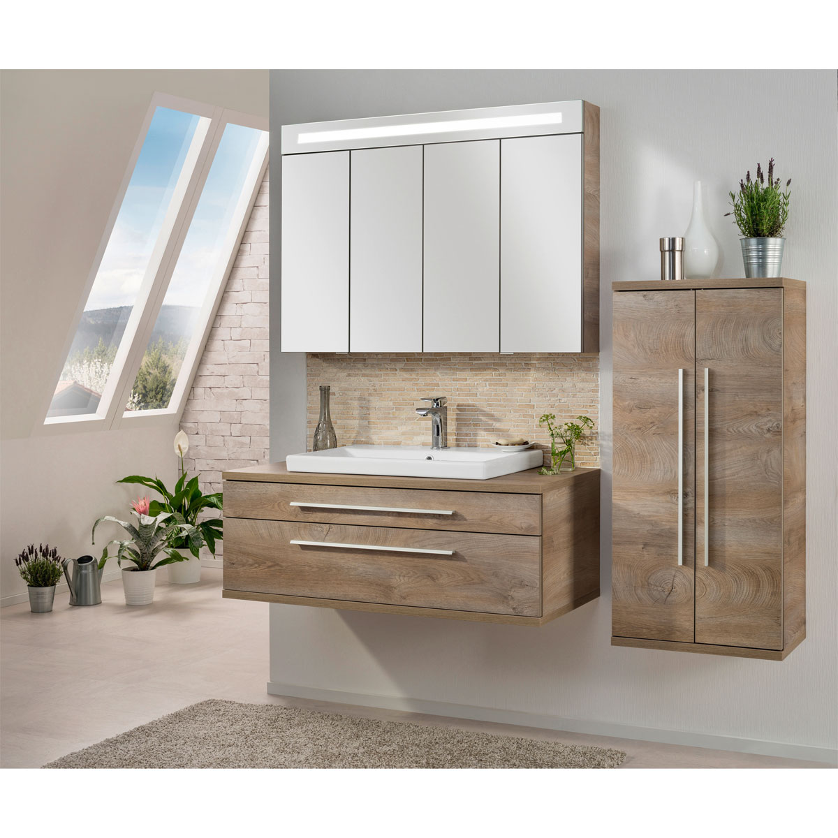 Fackelmann Doppel-Midischrank Stanford Eiche Natur 50 cm Bild 3