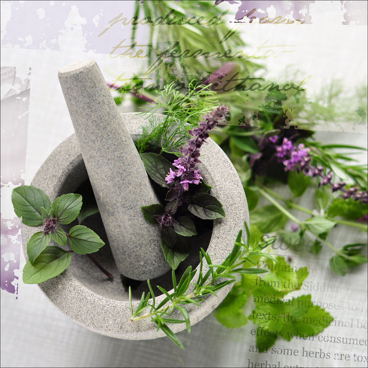 Canvas-Art Herbage pestle II 30 x 30 cm