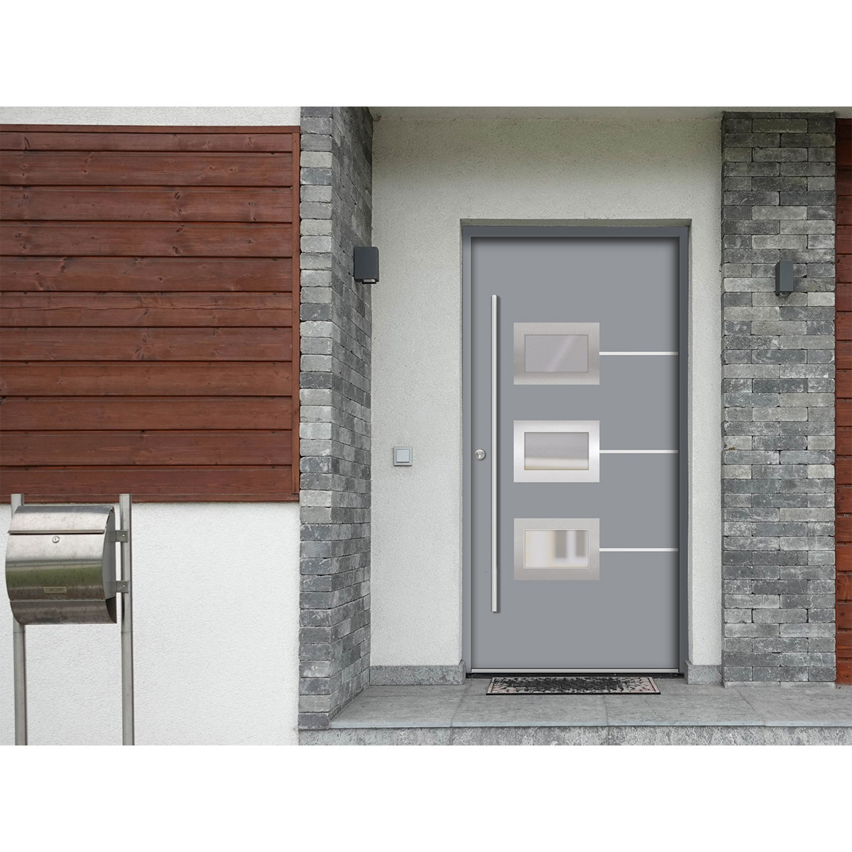 SplenDoor  Premium-Haustür Passivedoor Bergen energiesparend grau 110 x 210 cm links Bild 2