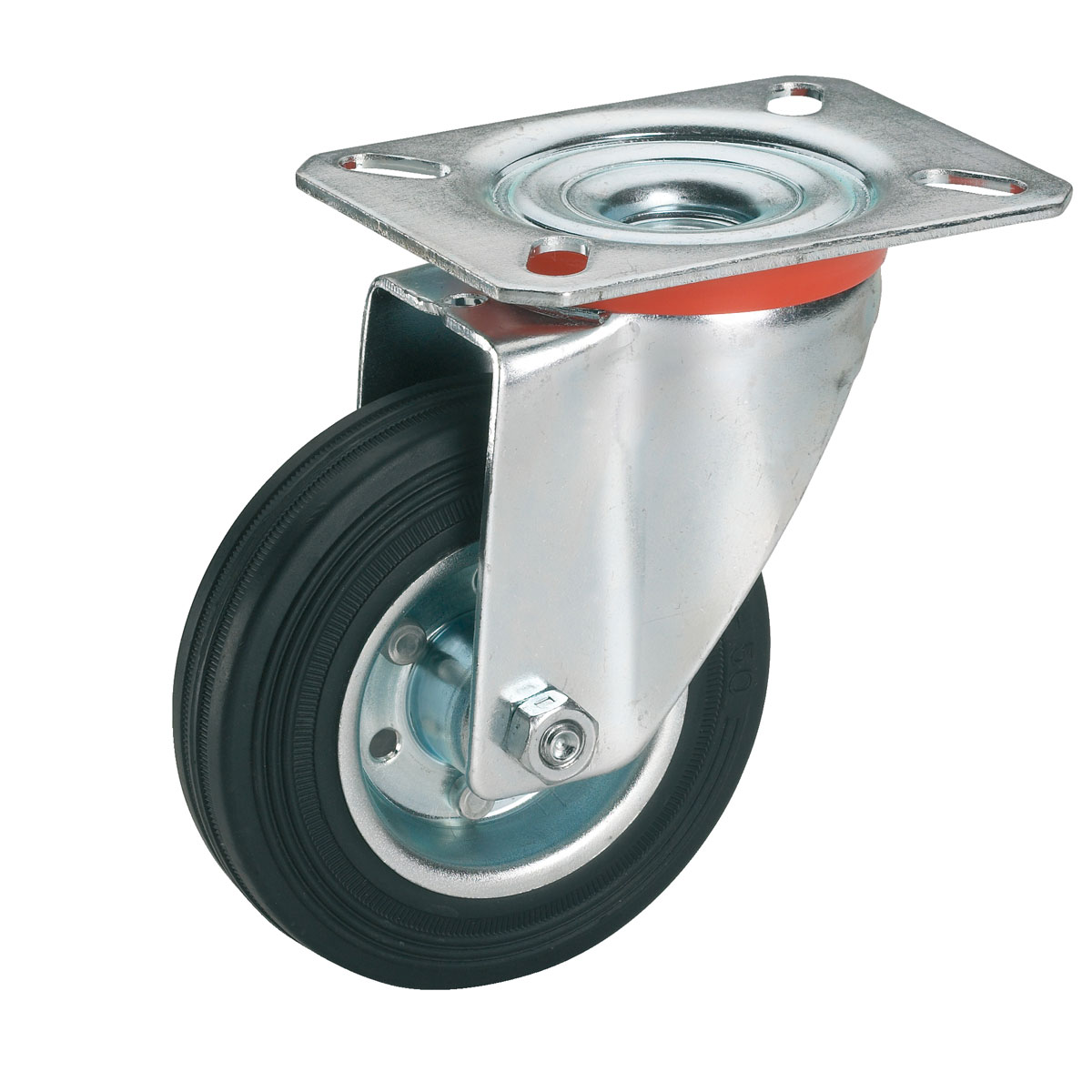 Dörner + Helmer Transportgeräte-Lenkrolle mit Vollgummireifen und Stahlfelge 125 x 37 mm