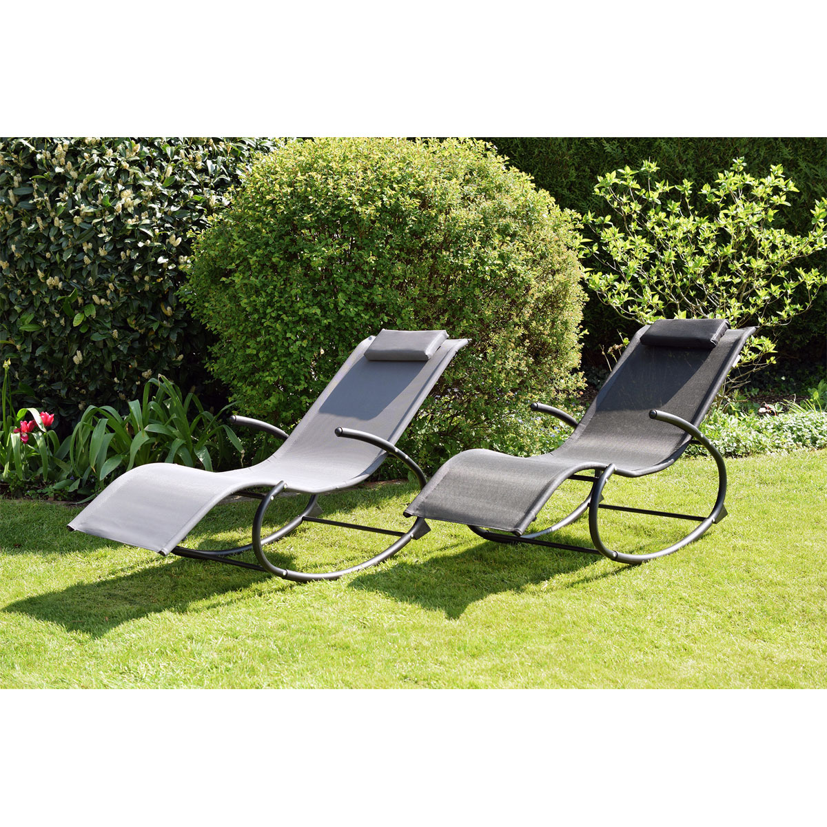 Chillroi  Schaukelgartenstuhl grau Gartenliege Liegestuhl Sonnenliege  Bild 10