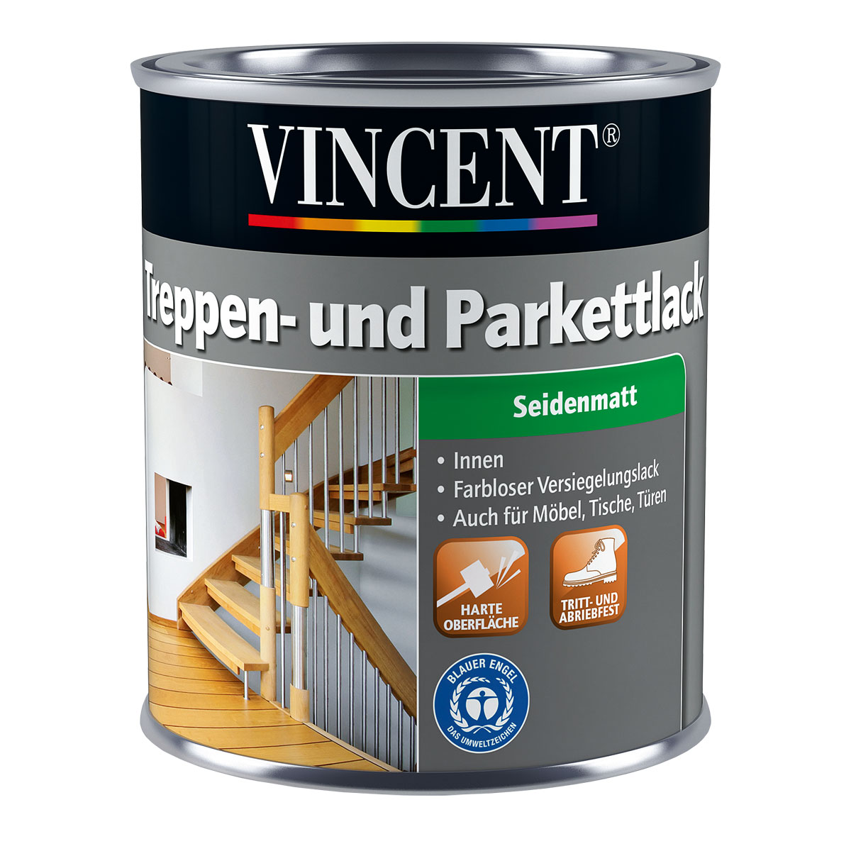 Vincent Treppen- und Parkettlack Seidenmatt 0,375 L Bild 1