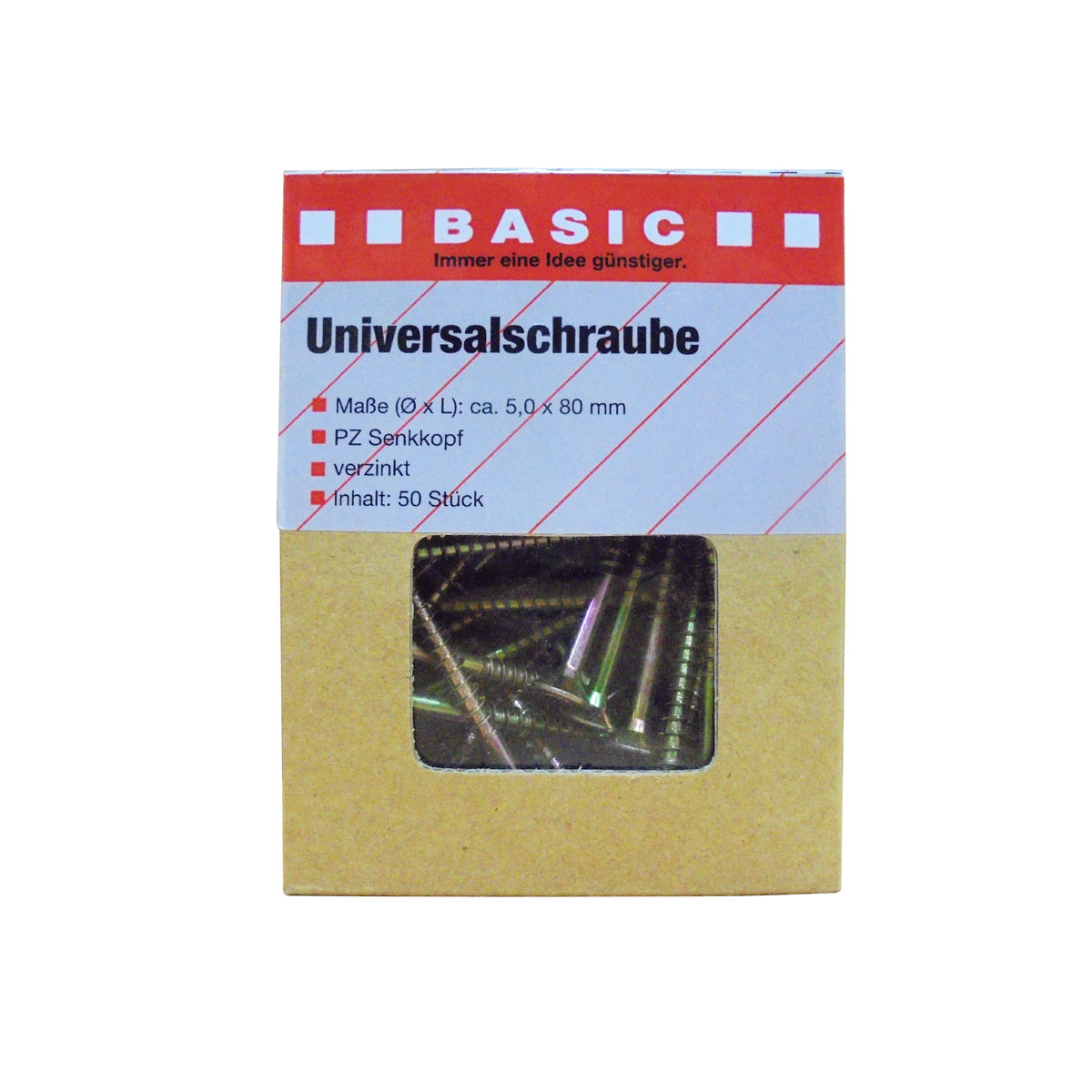 Basic Universalschraube 5,0 x 80 PZ 50 Stück
