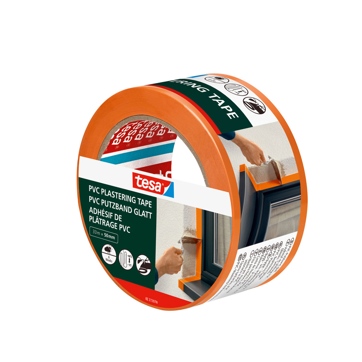 Tesa  Putzband PVC orange 33m x 50mm Bild 3