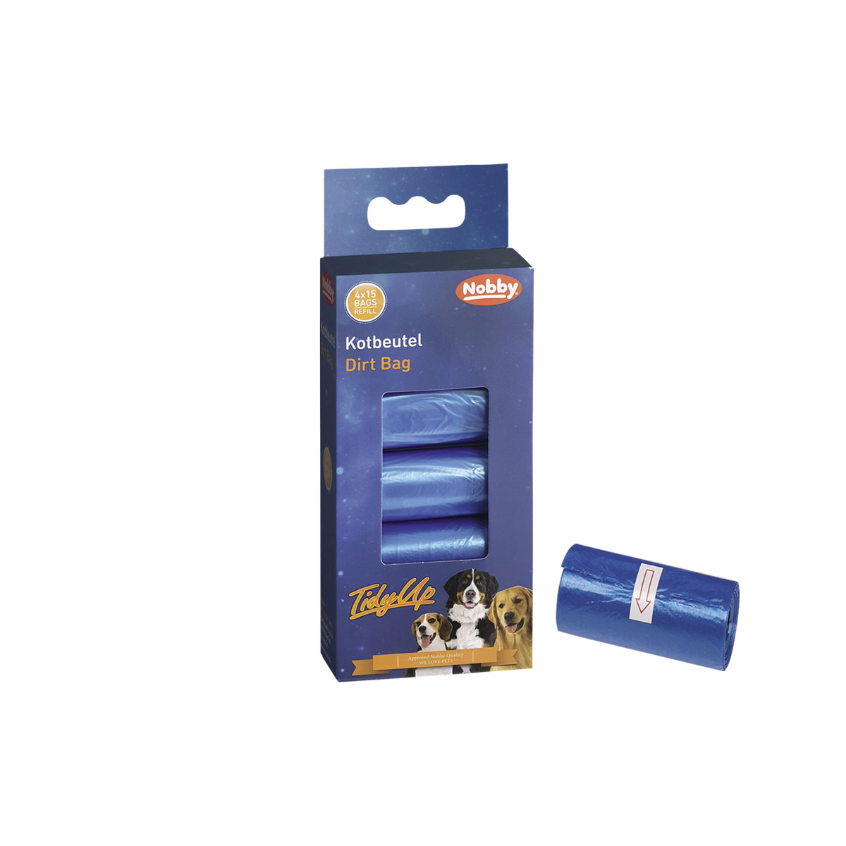 Kotbeutel Nobby TidyUp Vorratspack blau 4 Rollen a 15 Beutel