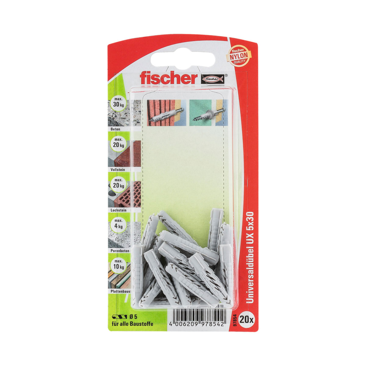 Fischer  Universaldübel UX 5 x 30 mm 20 Stück