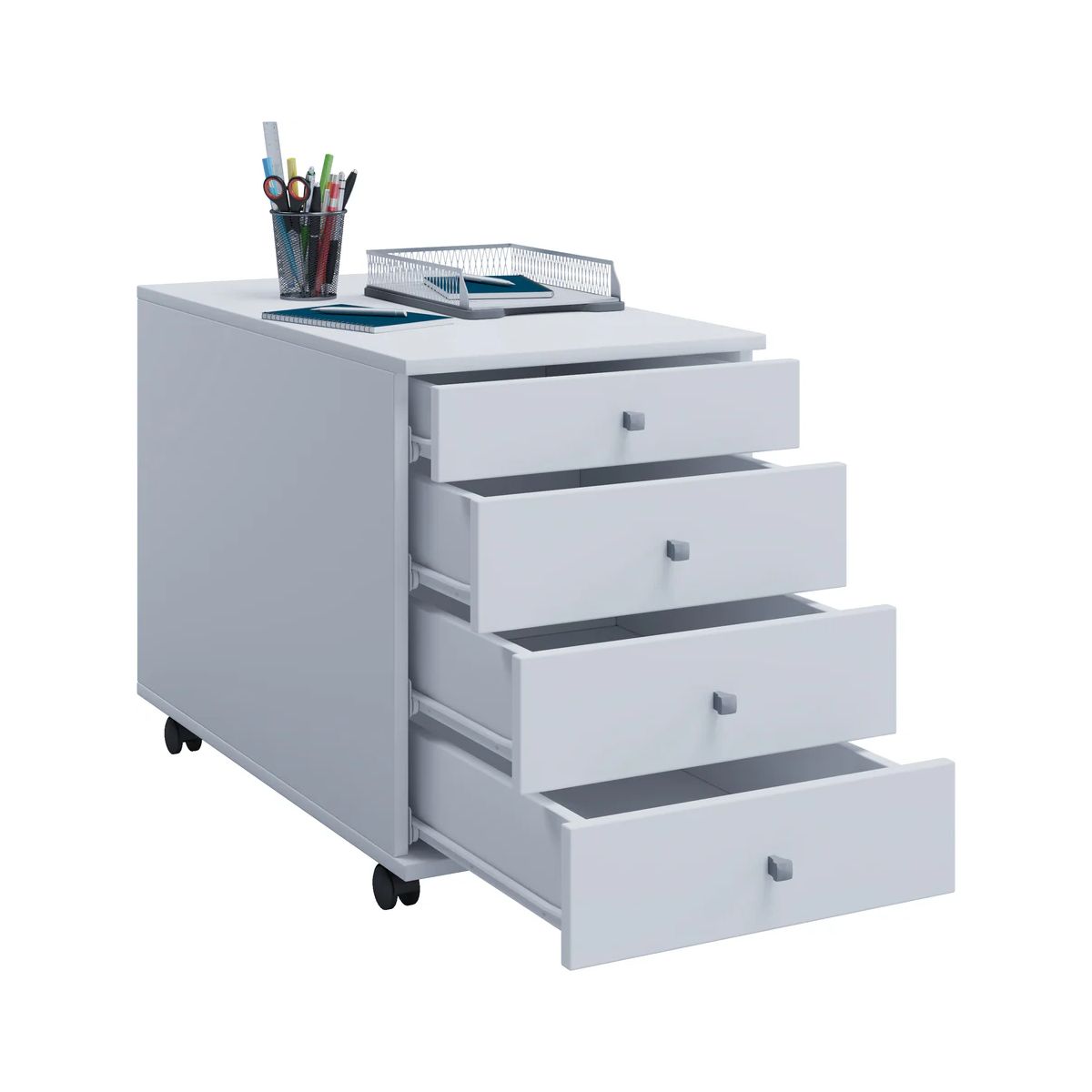 Rollcontainer Lona Maxi weiß/silber