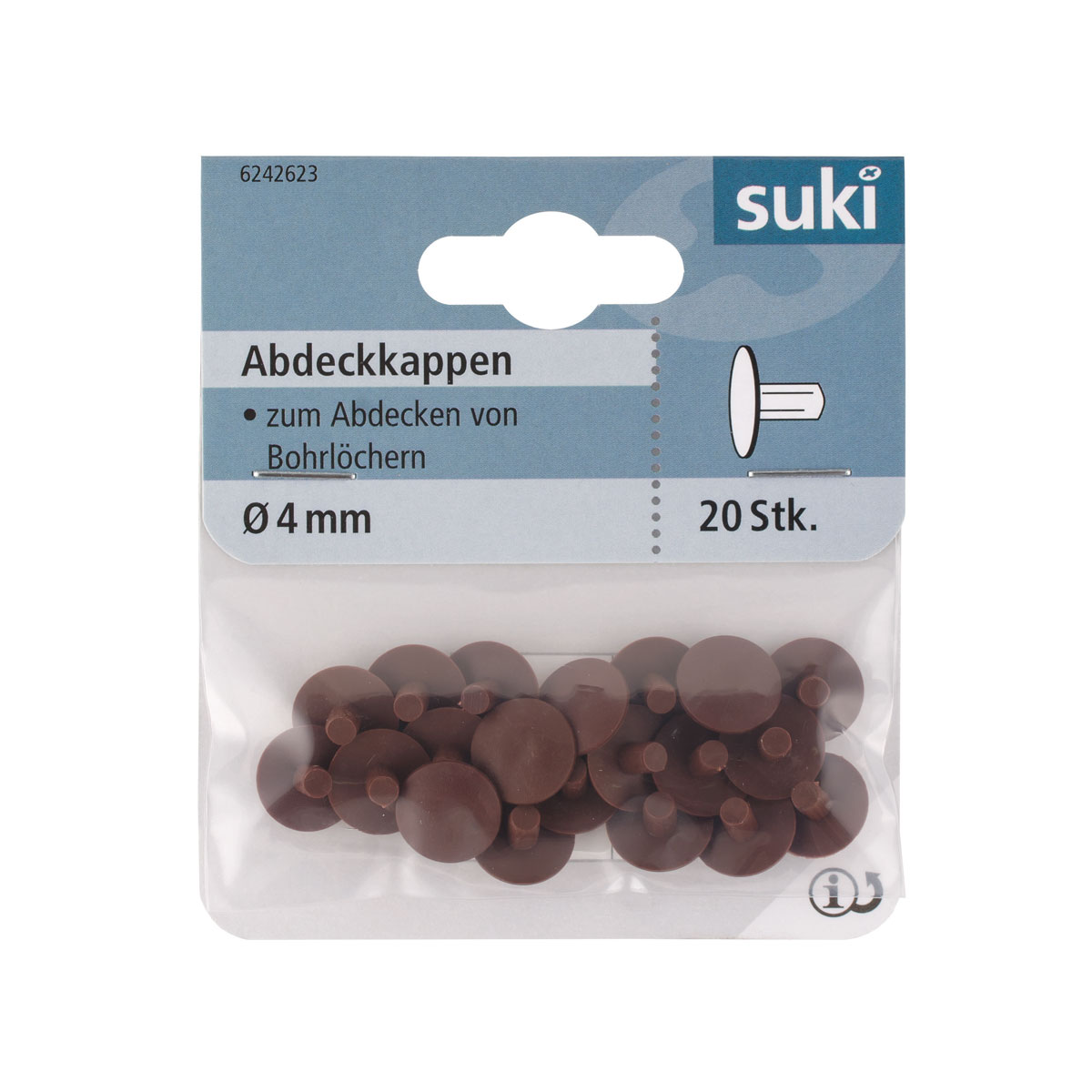 Suki Abdeckkappe Kunststoff Durchmesser 4 mm braun 20 Stück Bild 1