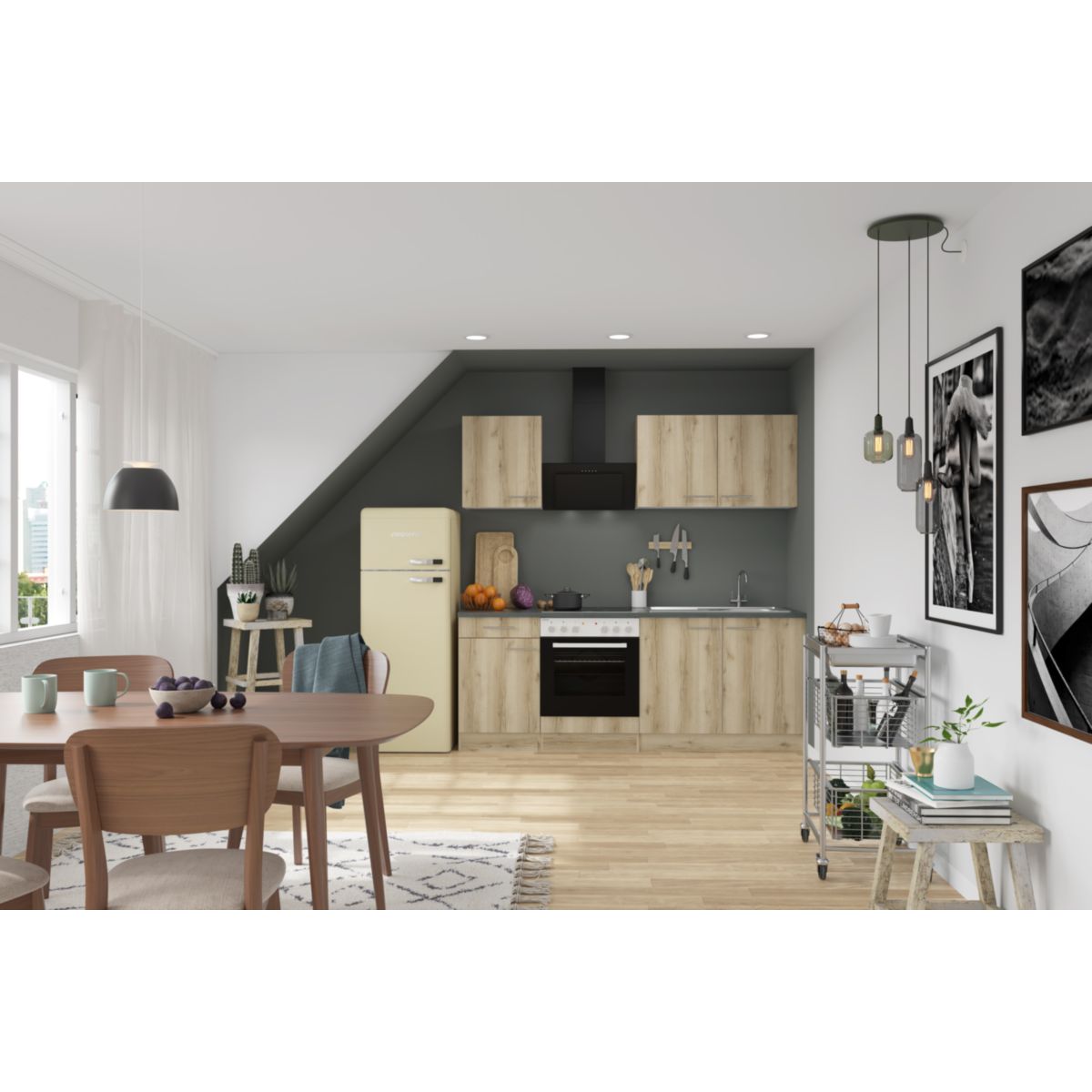 optifit Miniküche Livorno290 210 x 226,8 x 60 cm Wildeiche Nachbildung Wildeiche Nachbildung Bild 4