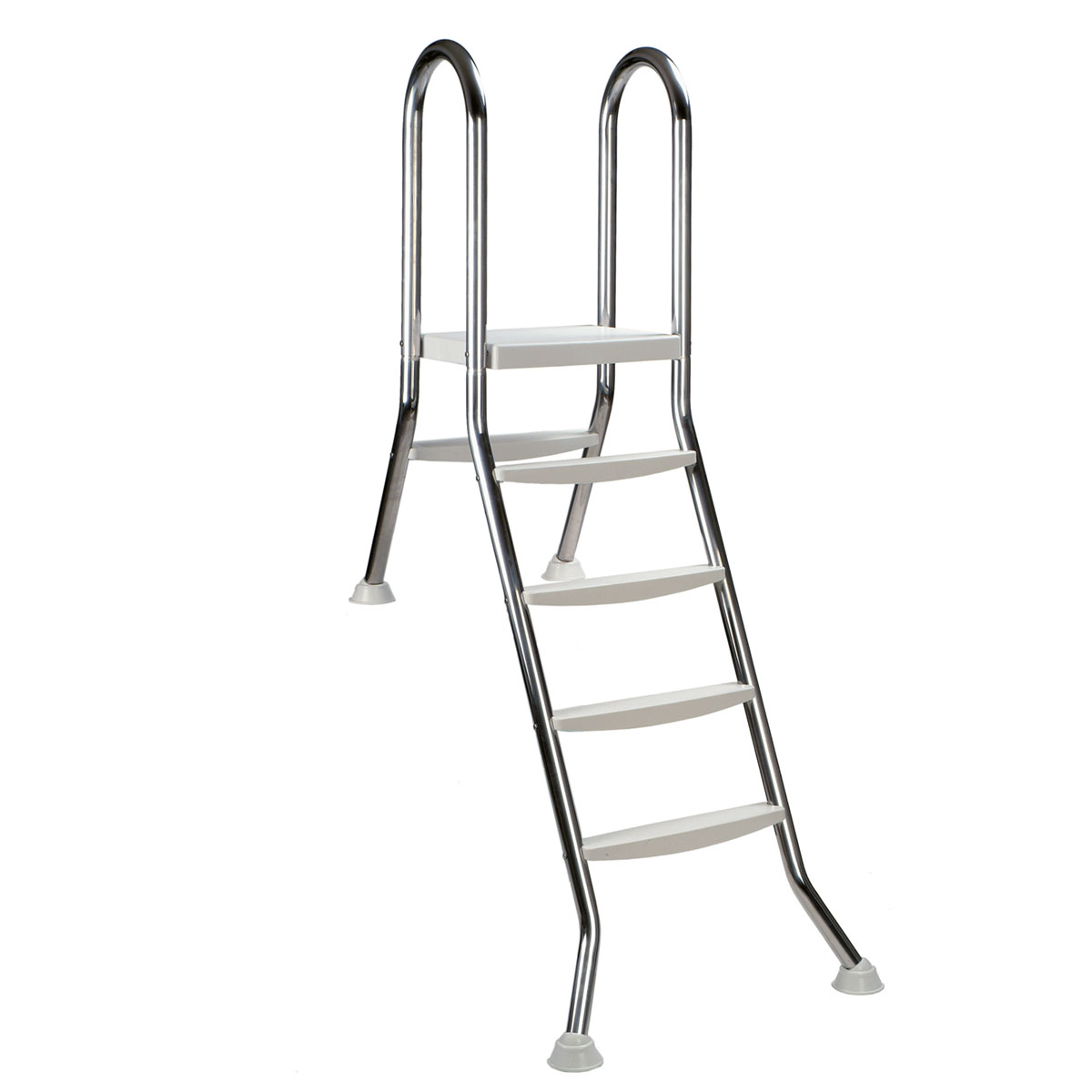 Halbhochbeckenleiter Edelstahl 150/40 cm 5/1 Stufen mit Plattform Bild 1