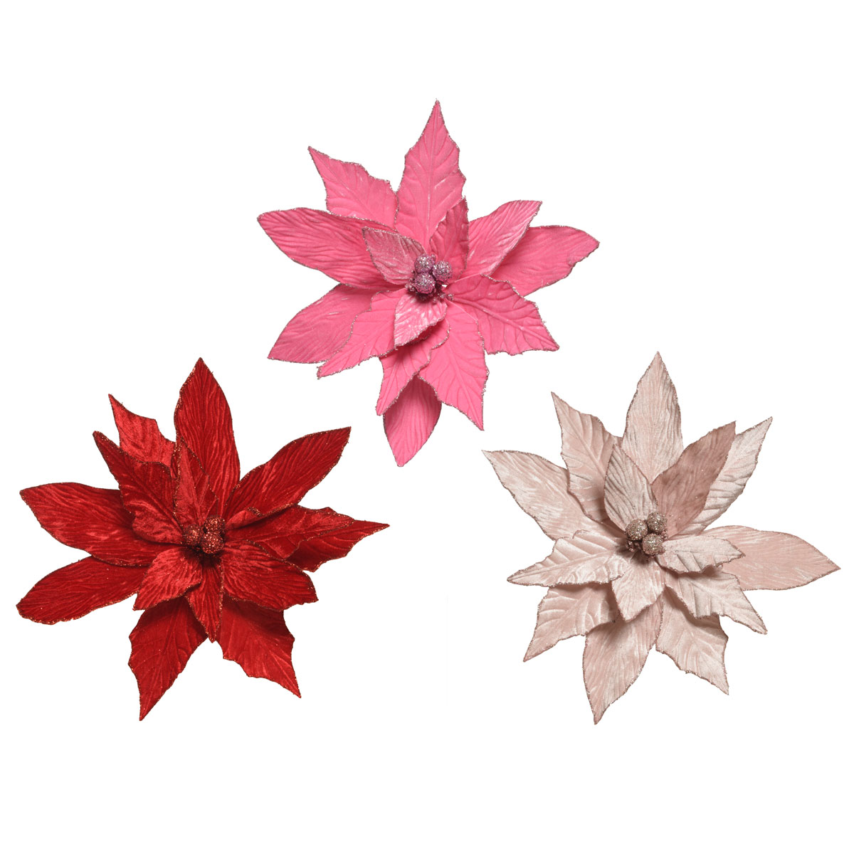 Große Blume Polyester Samt 3fach sortiert 45 cm