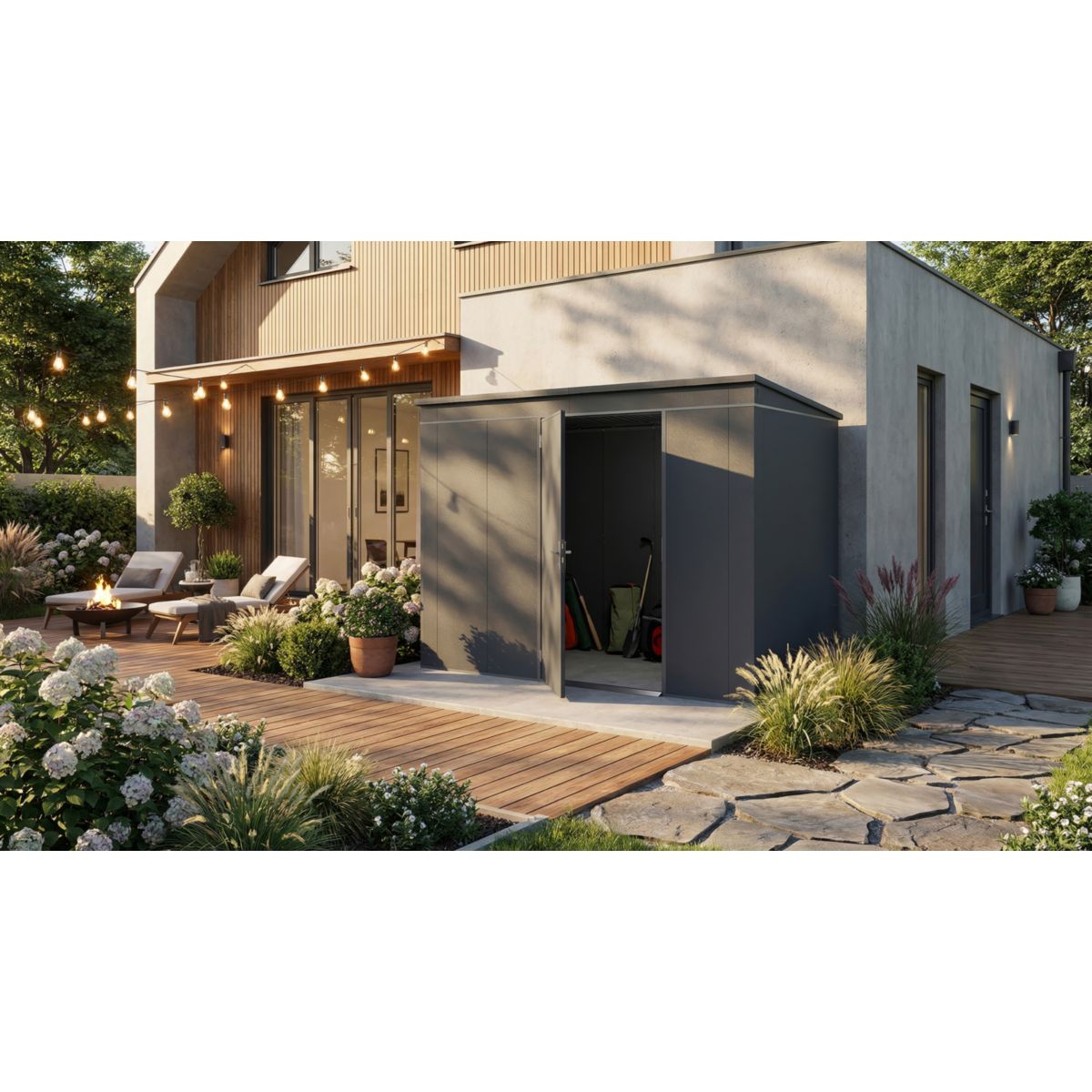 Weka Metall-Gerätehaus Gary, 0,7mm, 292 x 198, anthrazit