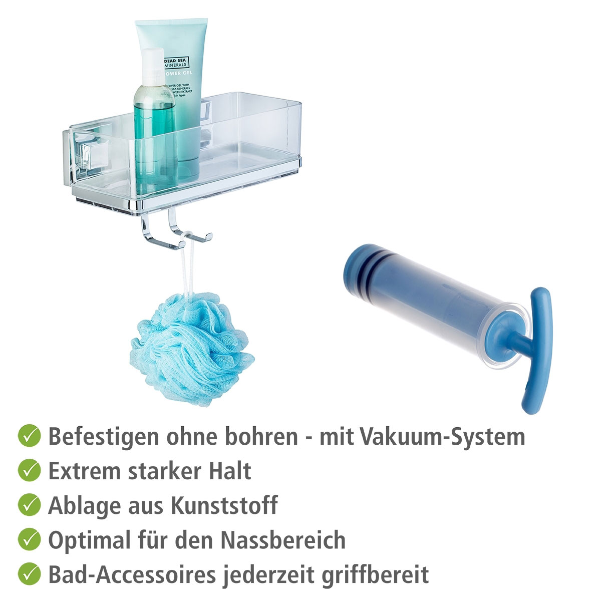 Wenko Vacuum-Loc Wandablage Quadro mit Haken Bild 4