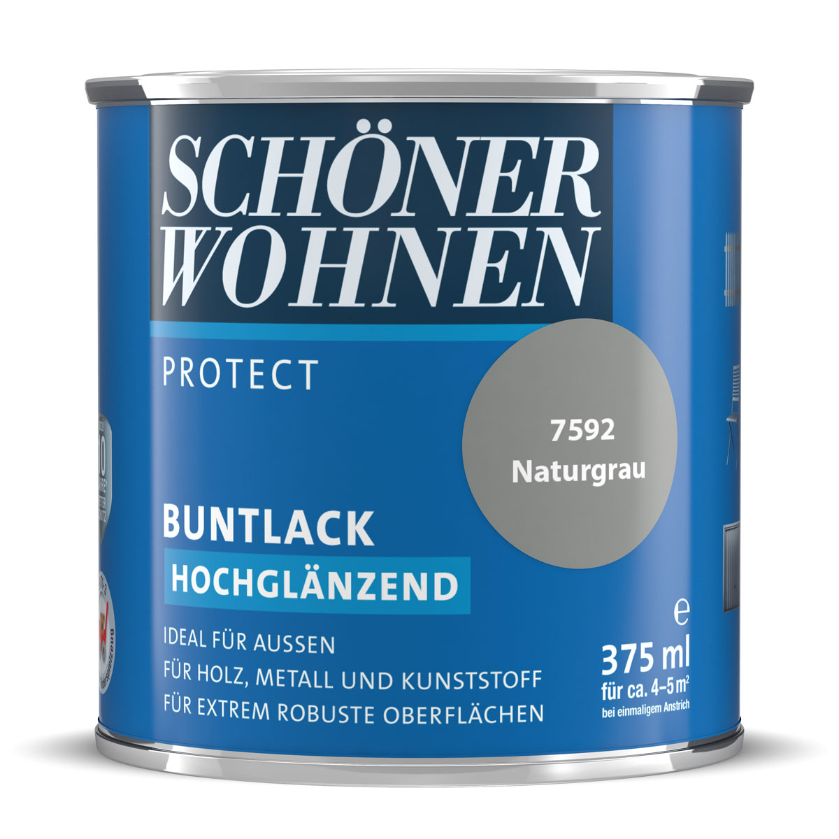 Schöner Wohnen Farbe Buntlack Protect naturgrau hochglänzend 375 ml