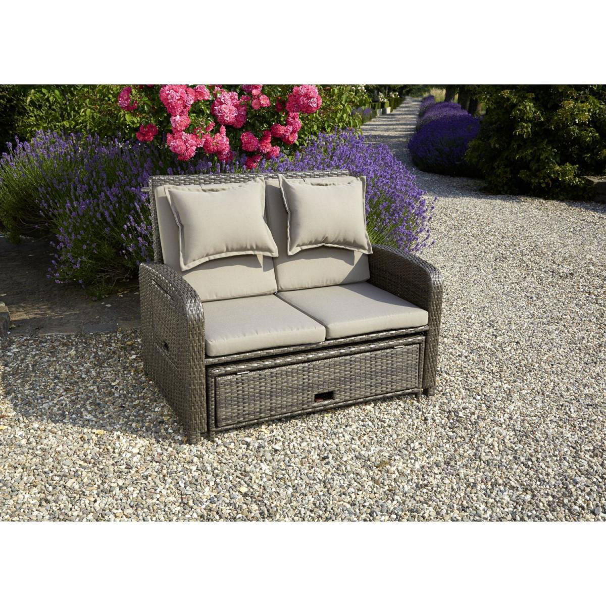 Greemotion Testrut Multifunktionssofa Bahia Rondo 121 x 86 x 99 cm Stahl/Rattan inkl Kissen Bild 2