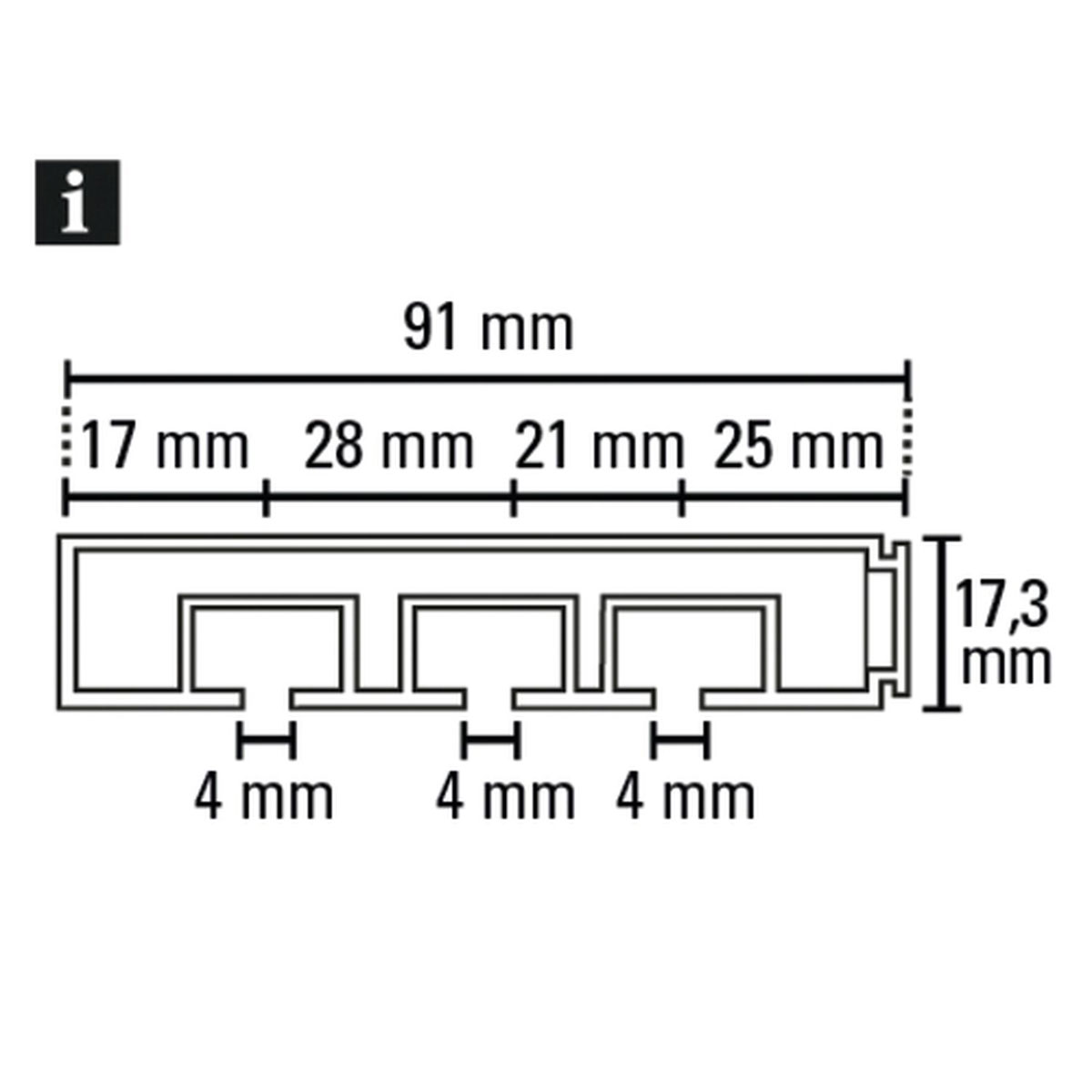 Gardinia Vorhangschiene GE3 150 cm mit Profil für Blendenbefestigung weiß Bild 3
