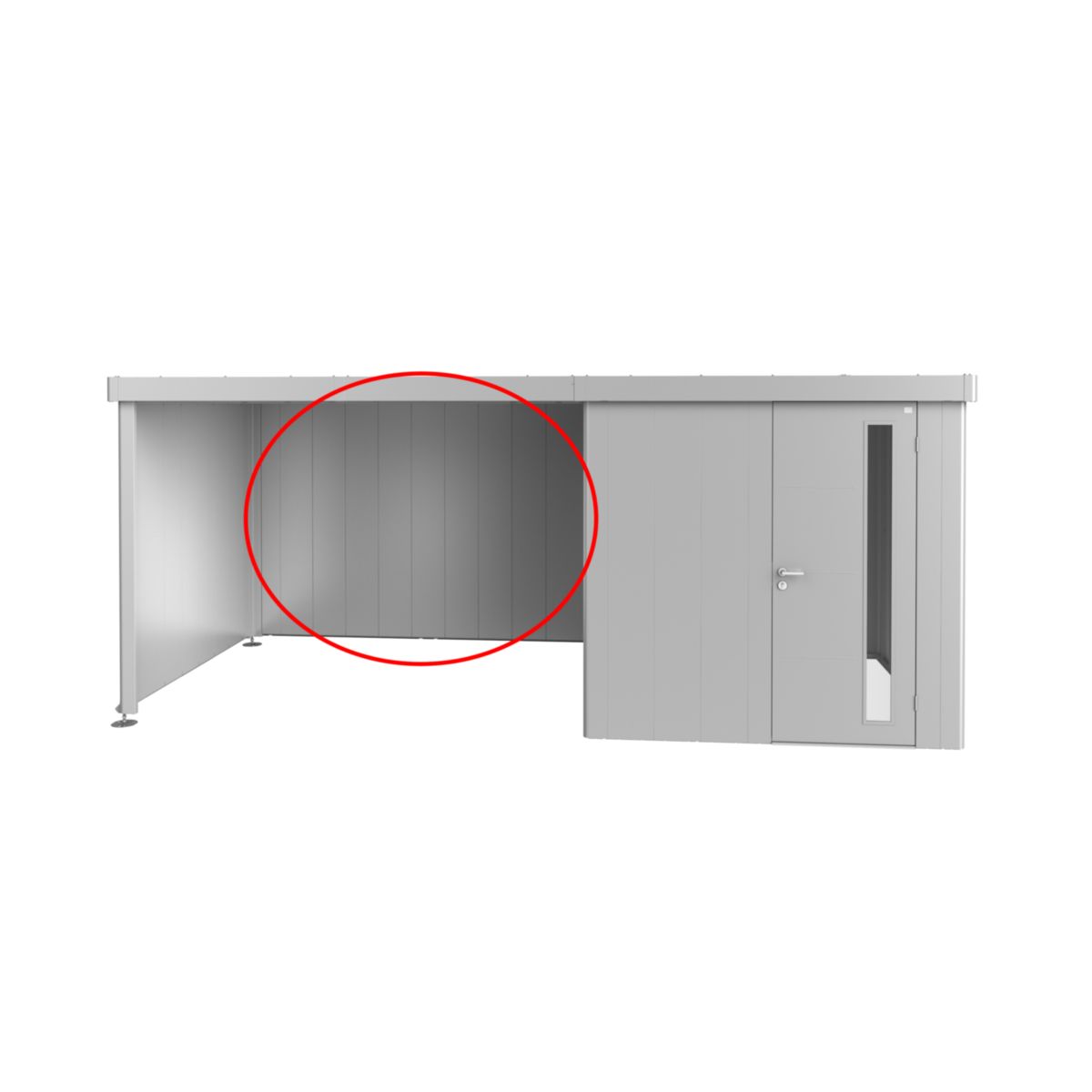 Biohort Rückwand für Seitendach zu Gerätehaus Neo silber-metallic