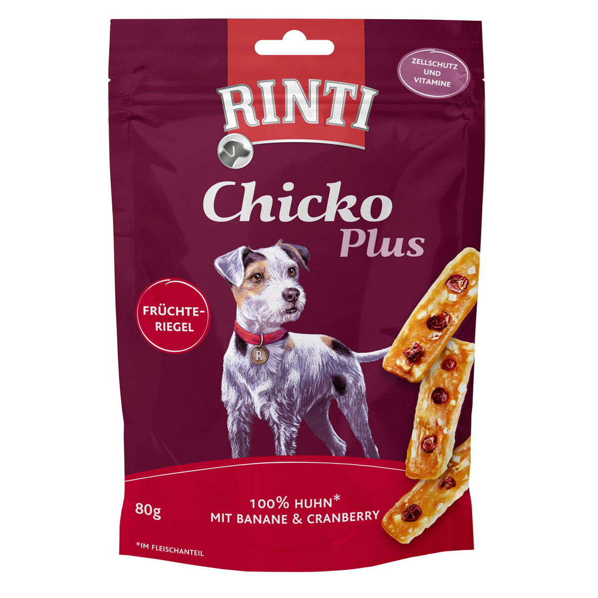 Rinti Chicko Plus Früchteriegel mit Huhn 80g