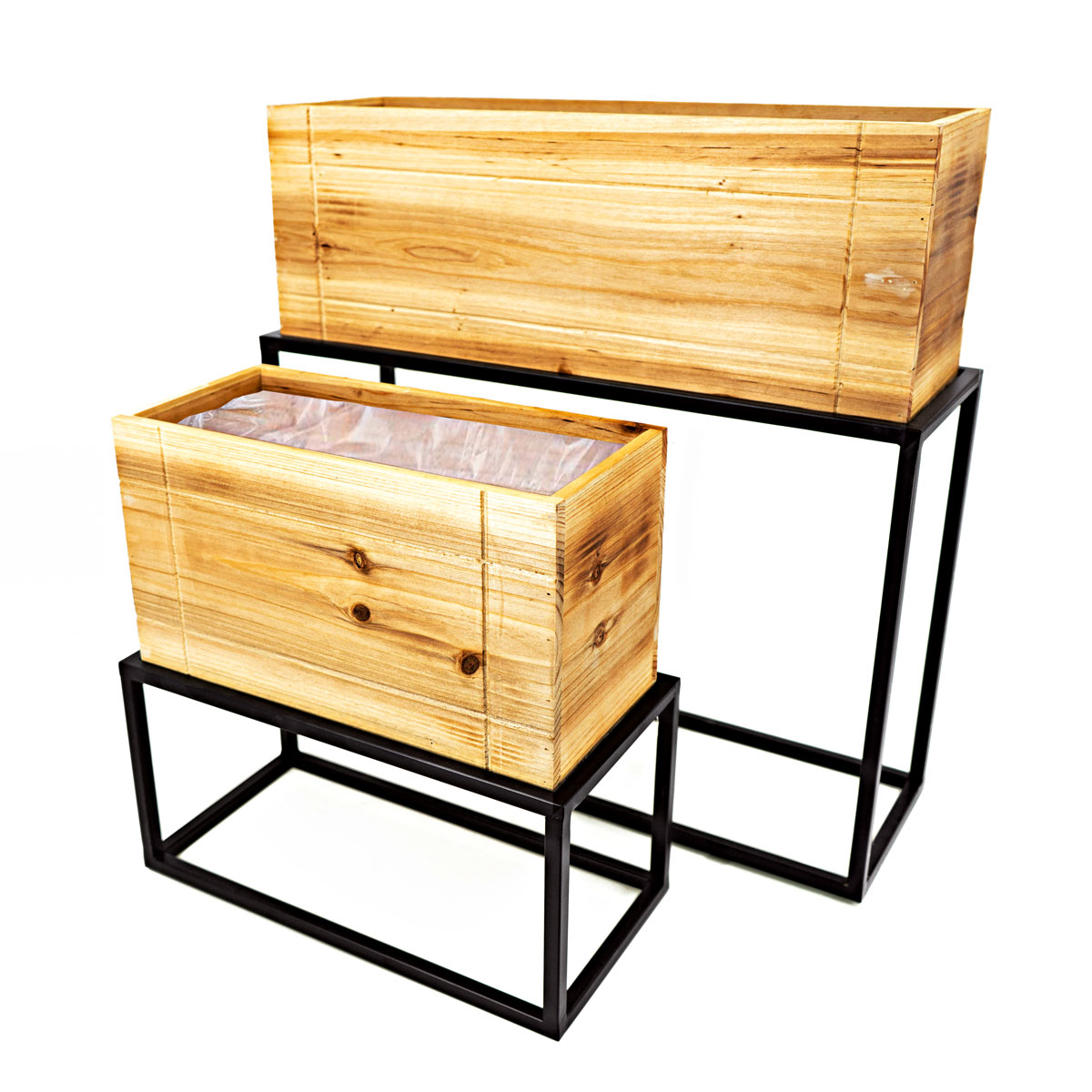 Holzpflanzkasten mit Metallgestell 57 x 16 x 22 cm