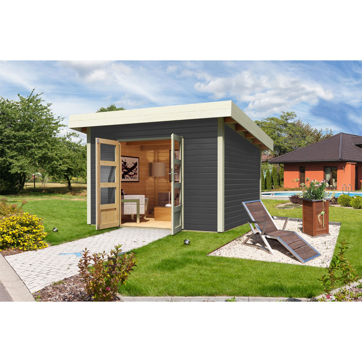 Karibu Gartenhaus Northeim 4 terragrau Bild 1