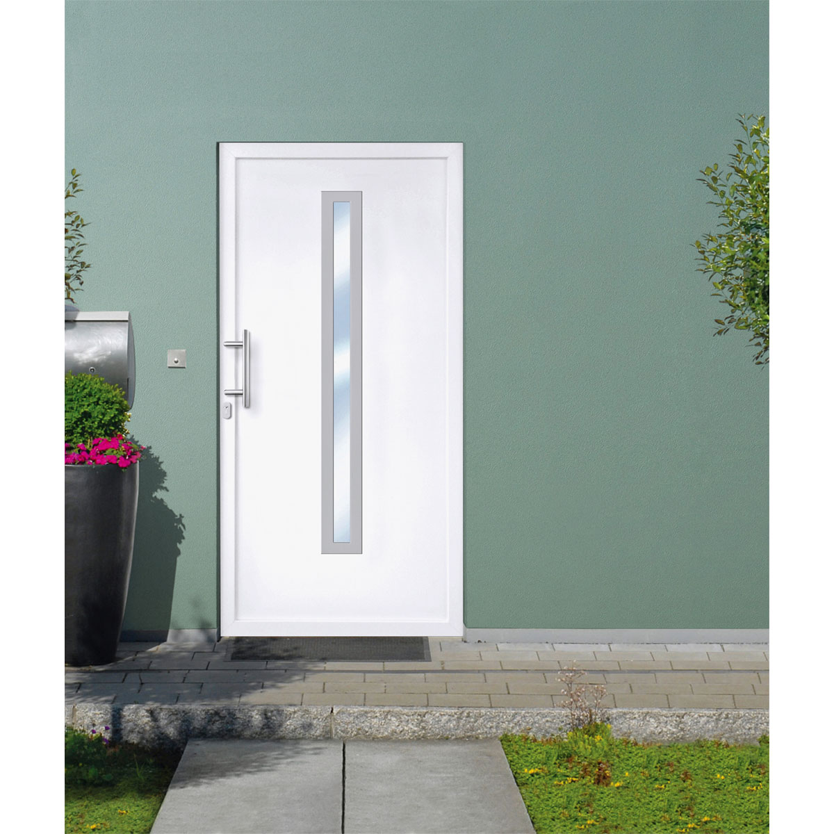 Kunststoff-Haustür Signum PVC Mod 70 weiß 100 x 210 cm links Bild 2