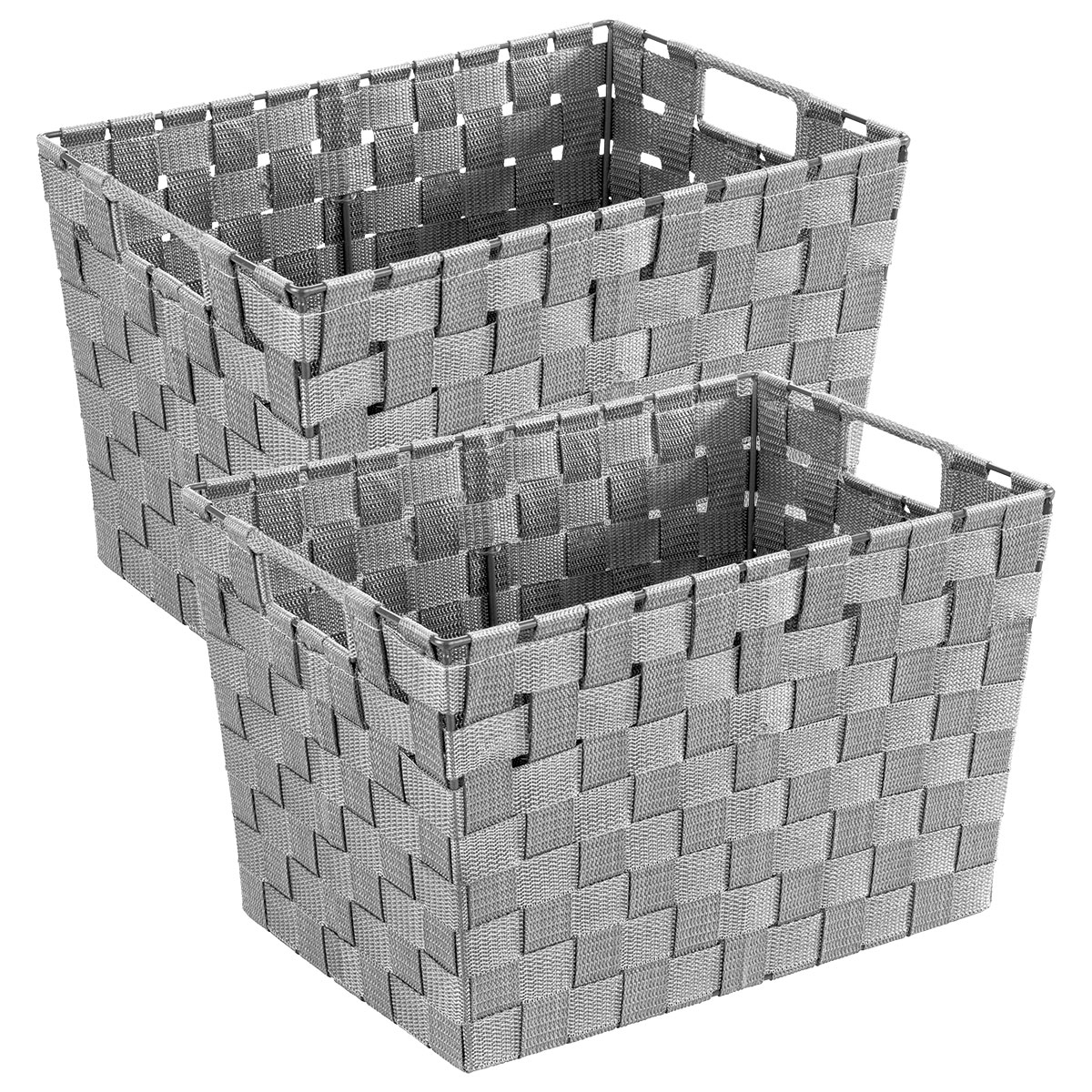 Wenko  Aufbewahrungskorb Adria M Grau 2er Set aus PP-Geflecht Bild 1