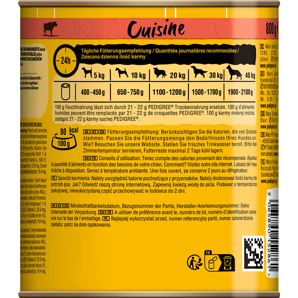 Pedigree Nassfutter Cuisine in Sauce Rind 800 g Bild 3