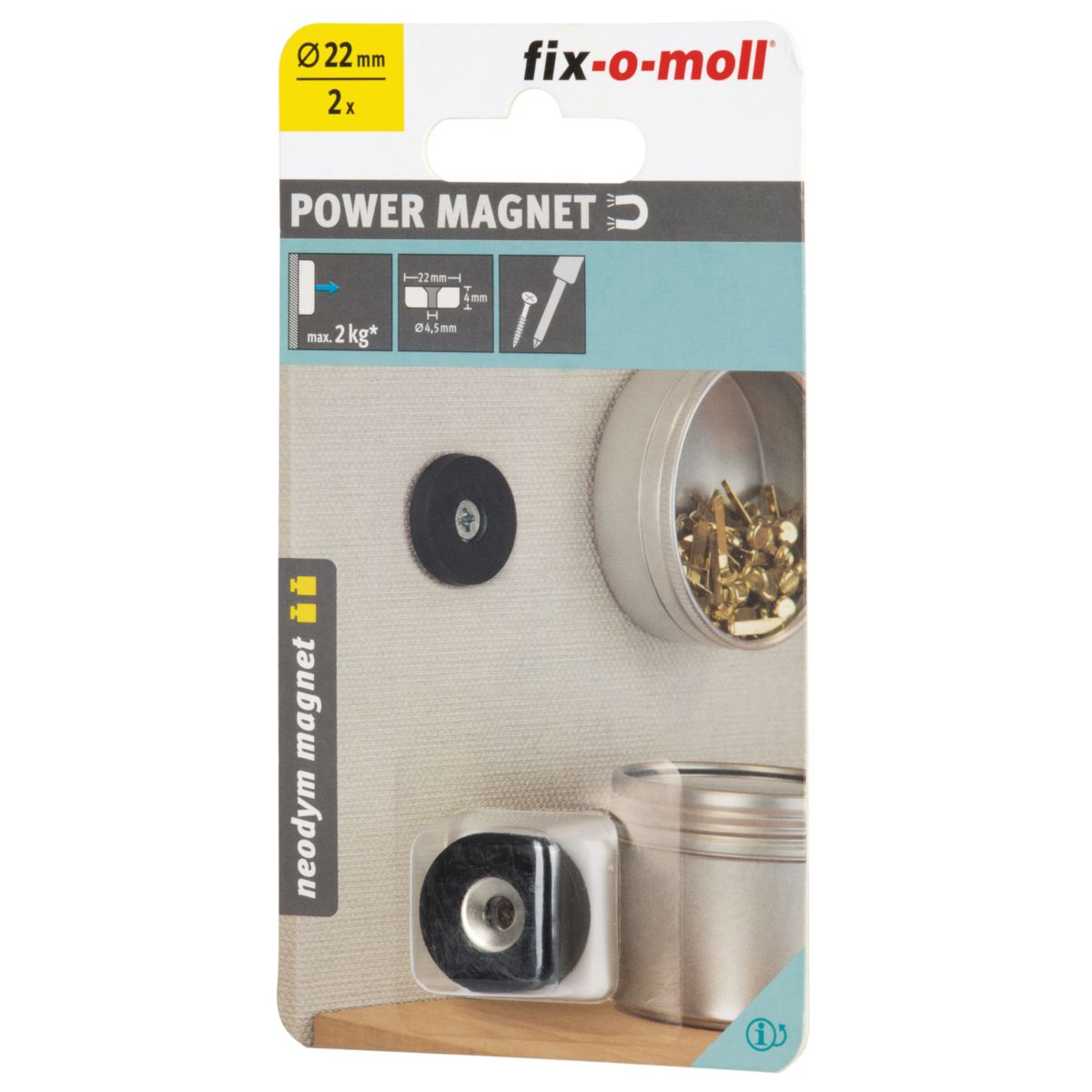 Suki Magnet Neodym mit Senkbohrung Ø 22 x 4 mm, gummiert, schwarz Bild 4