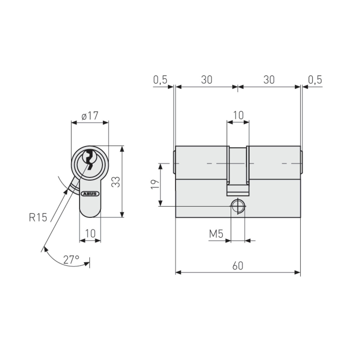 Abus Türzylinder E30NP 40/45 mm Bild 4