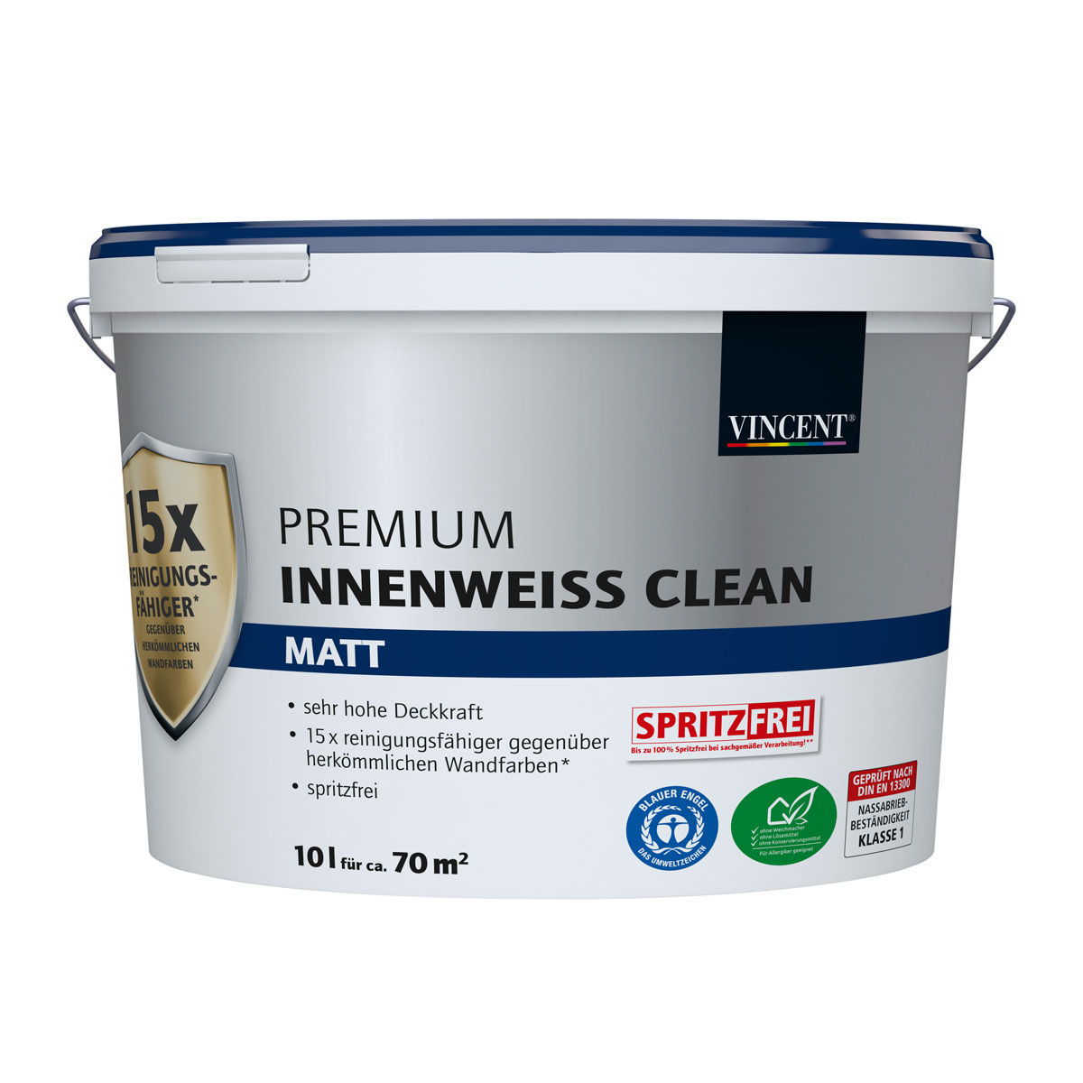 Vincent Wand- und Deckenfarbe Premium Innenweiss Clean matt 10 L