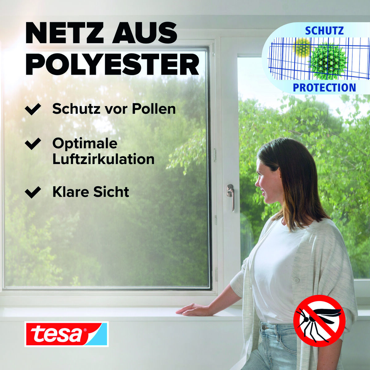 Tesa IS Pollen- & Insektengitter für bodentiefe Fenster, anthrazit, 1,2x2,4m Bild 4