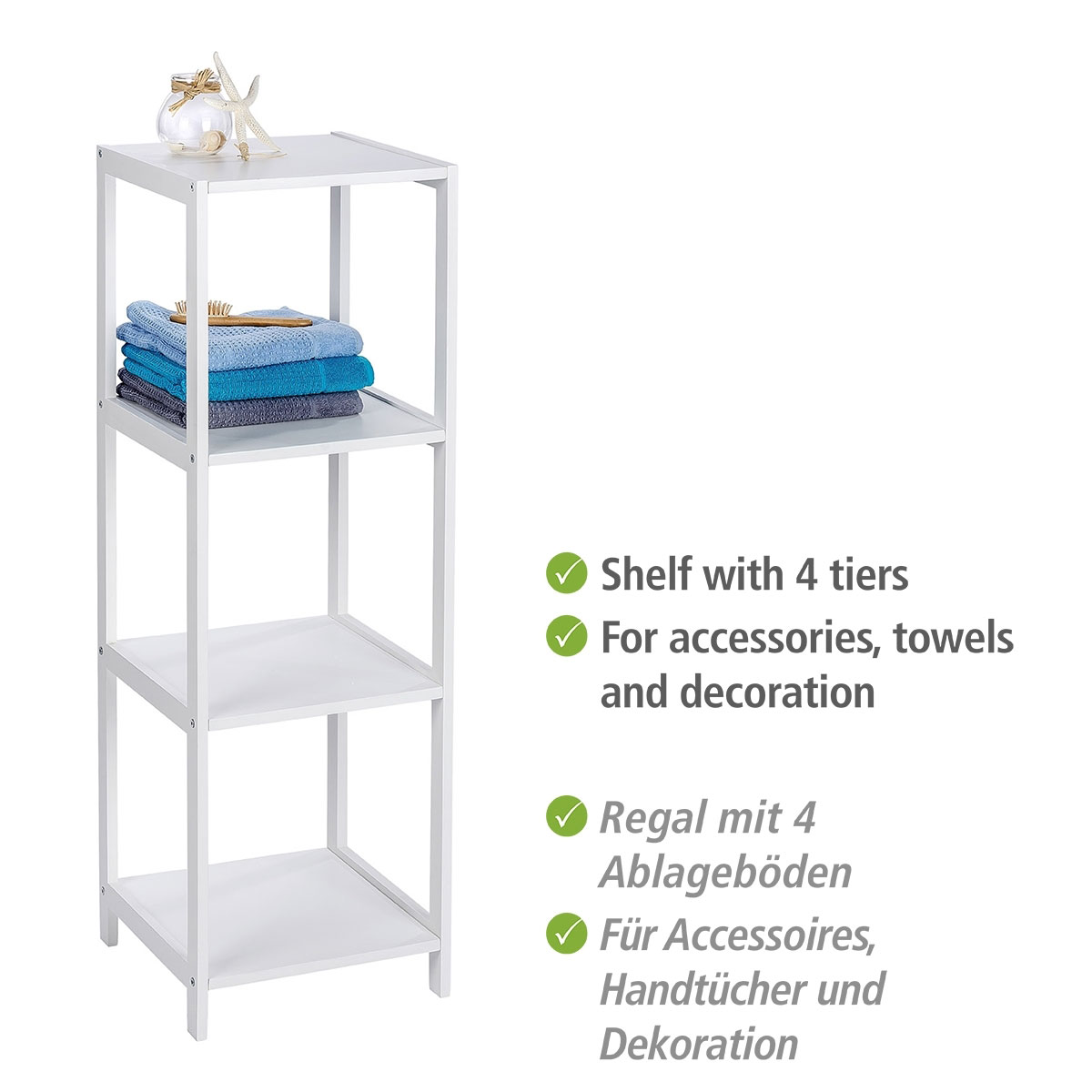 Wenko  Regal Oslo 4 Etagen Echtholz Badregal Bild 2