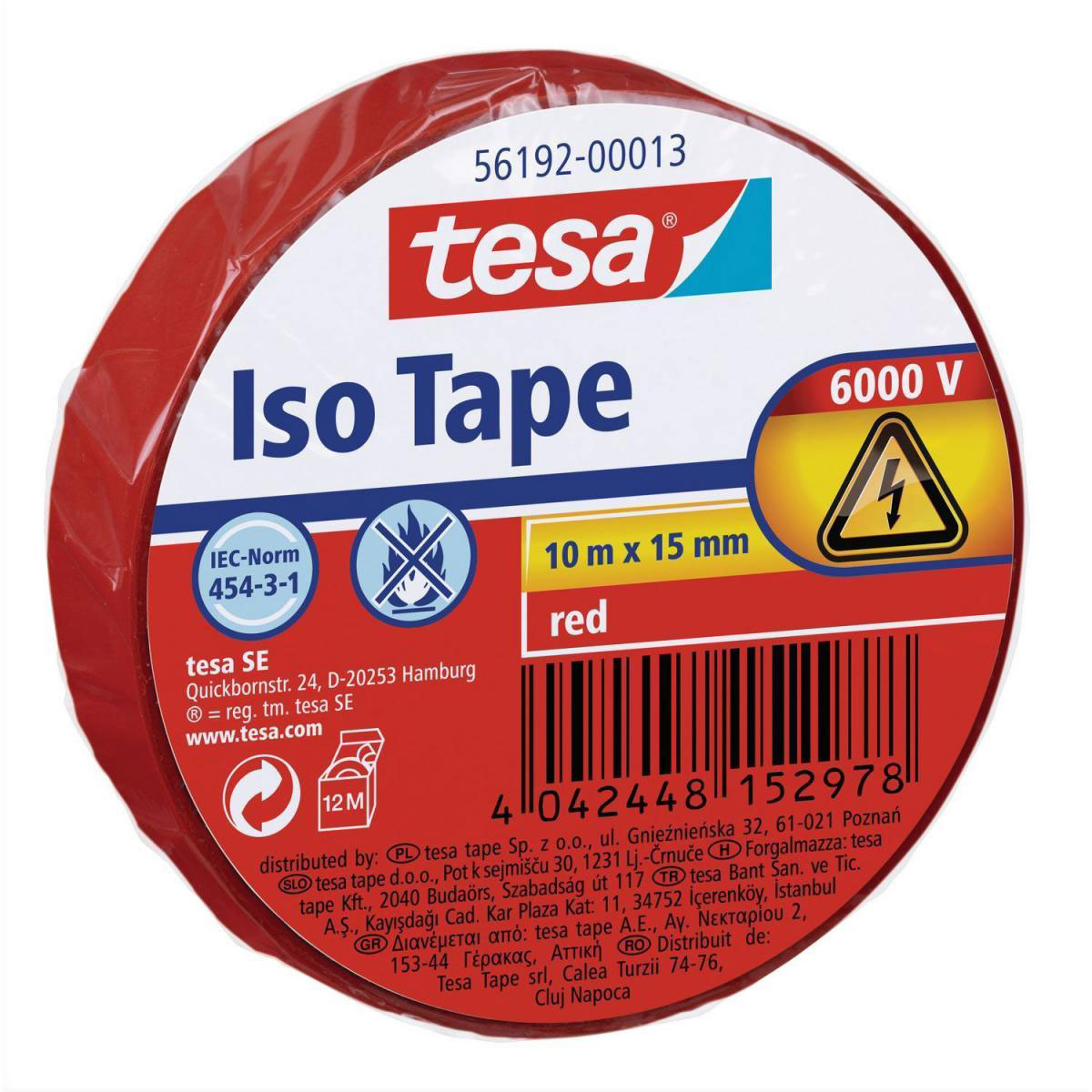 Tesa Isolierband rot 10 m x 15 mm