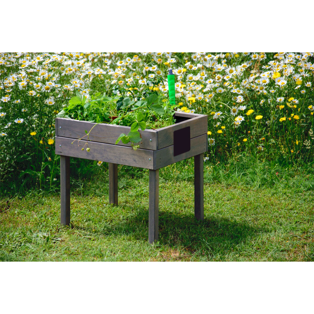 dobar Kinderhochbeet mit Kreidetafel 50 x 45 x 40 cm grau Bild 3