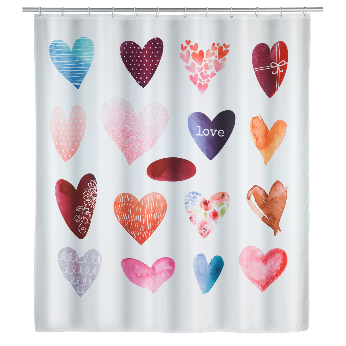 Wenko  Duschvorhang Love Textil Polyester 180 x 200 cm waschbar