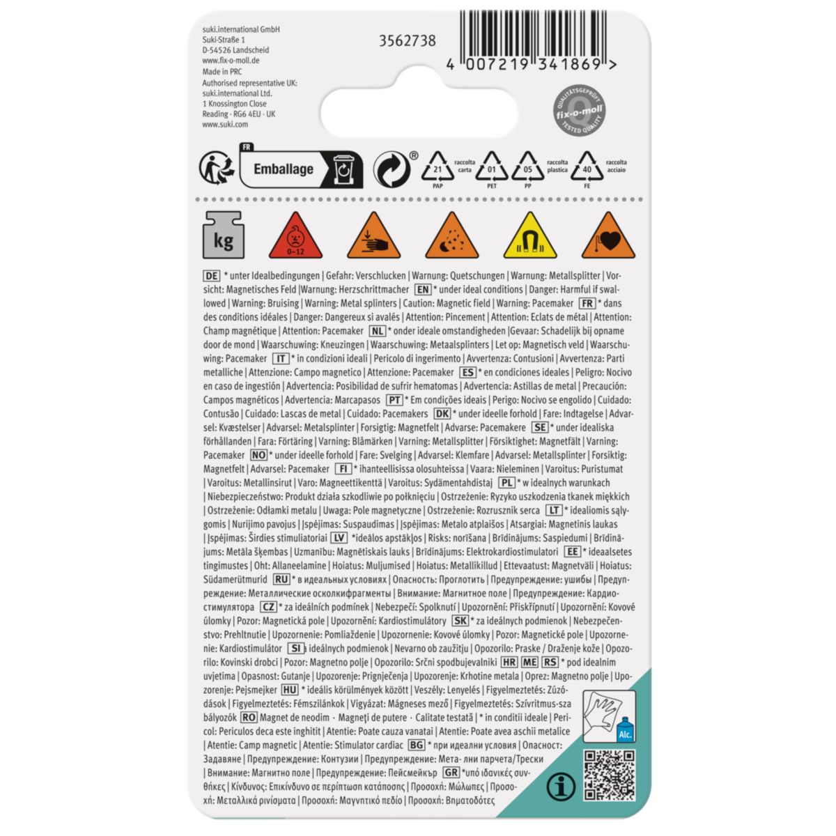 Suki Magnetscheibe Ferrit, selbstklebend, Ø 10 x 3 mm, schwarz Bild 3