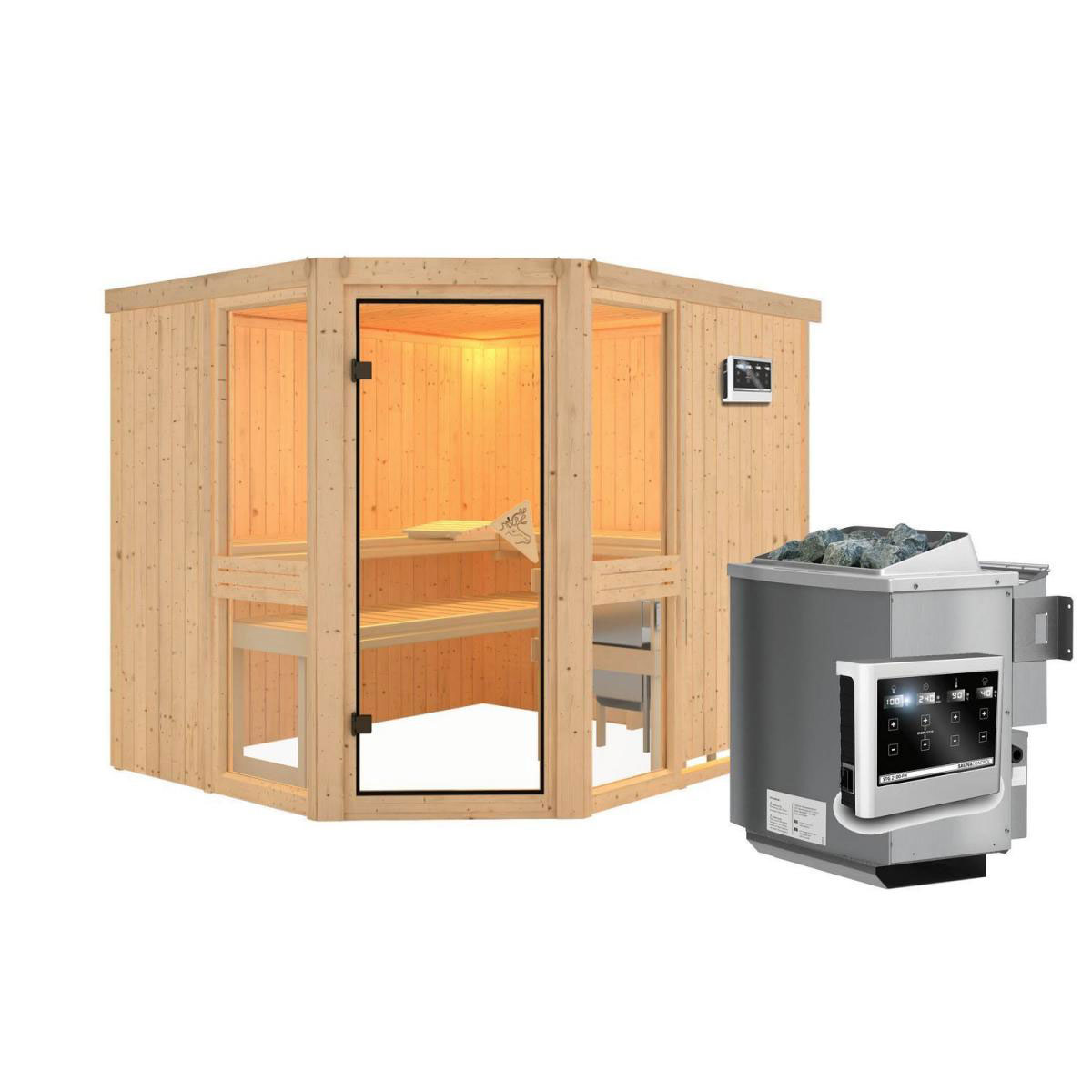 Karibu Amelia 3 Eckeinstieg 9 kW Ofen Bio externe Strg ohne Kranz Bild 3