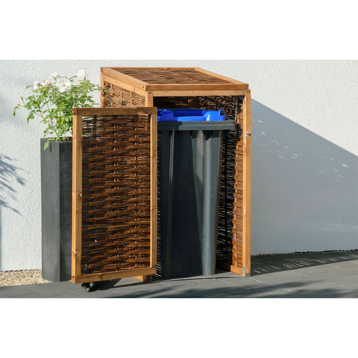 dobar Holz-Mülltonnenbox 70 x 83 x 132 cm braun Bild 5