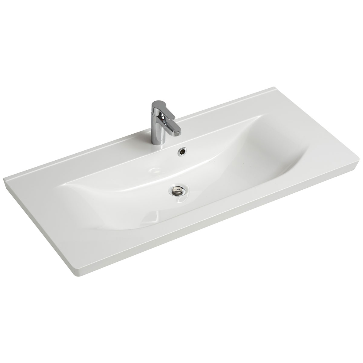 Pelipal Mineralmarmor-Waschtisch Trentino weiß 110 x 3,2 x 51 cm Bild 1