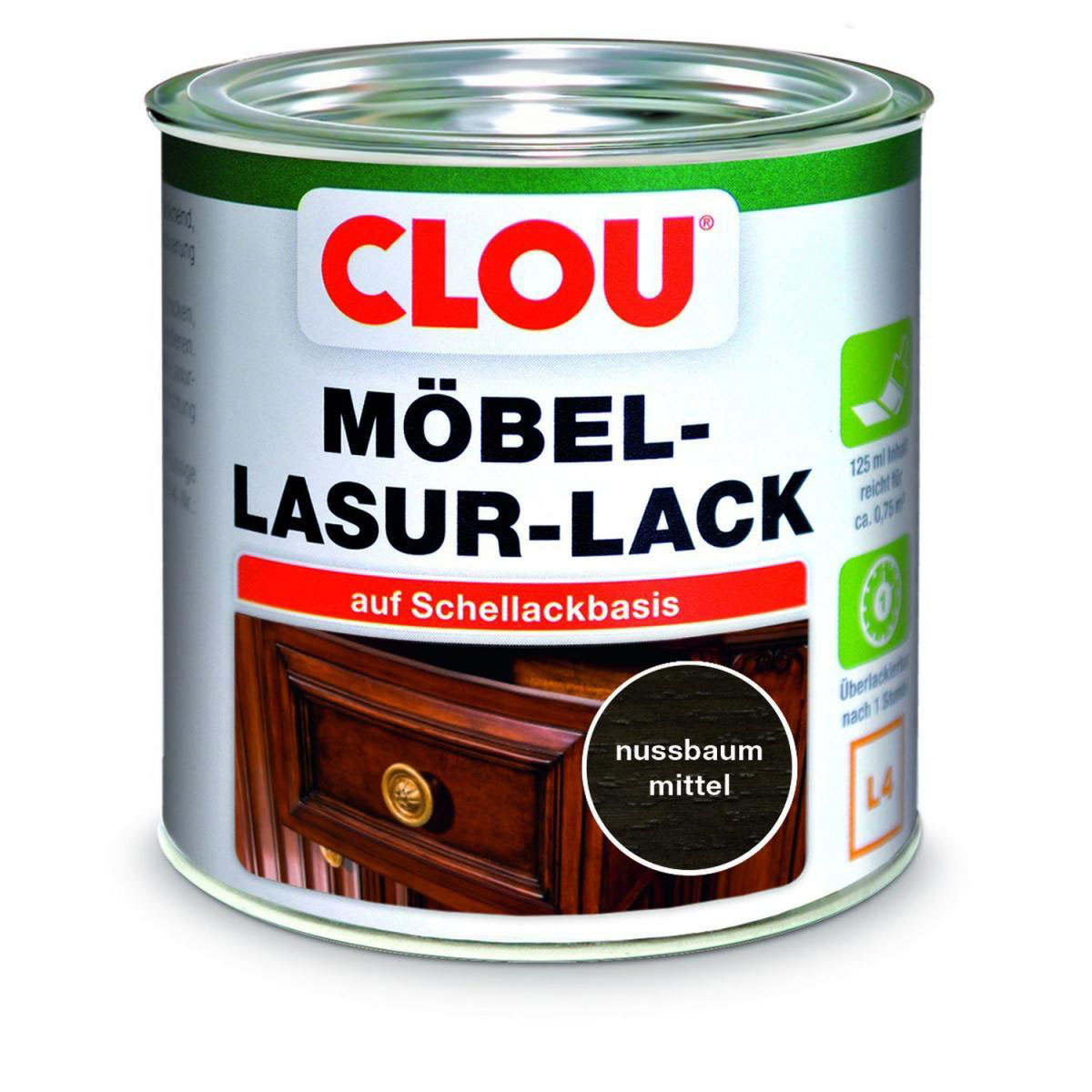 Clou L4 Möbel-Lack Nussbaum mittel 125 ml
