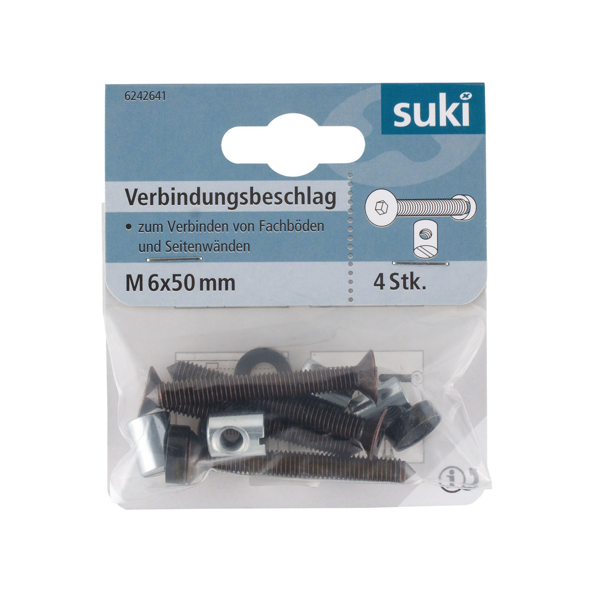 Suki Scharnierbandschraube Durchmesser 6 x 50 mm brüniert 4 Stück Bild 1