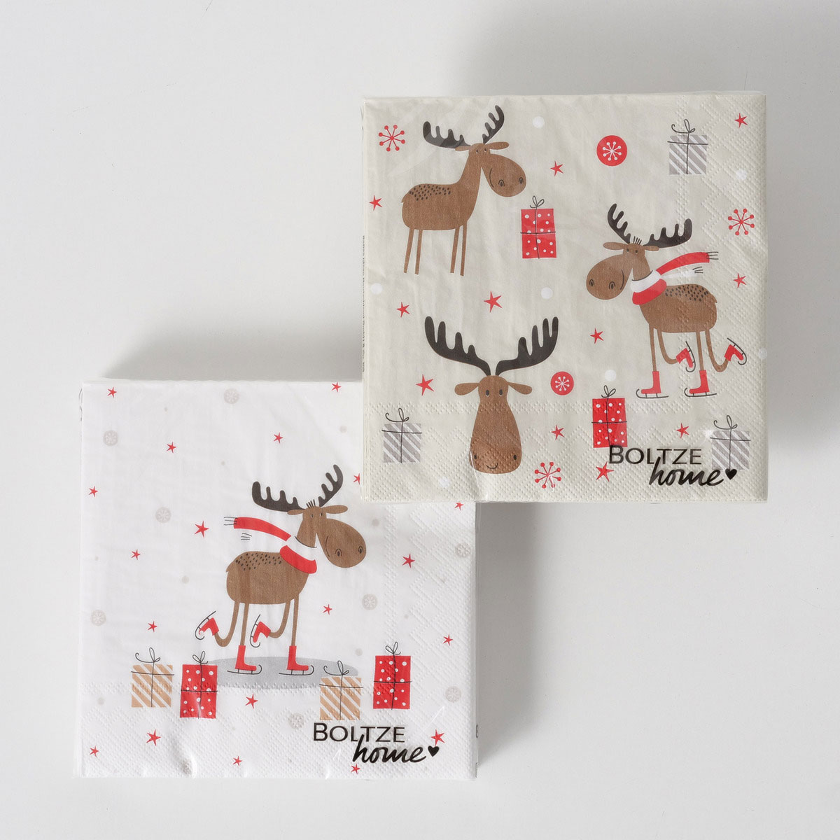 Servietten Joey 20teilig sortiert Quadrat17 x 17 x 3 cm beige braun rot weiss