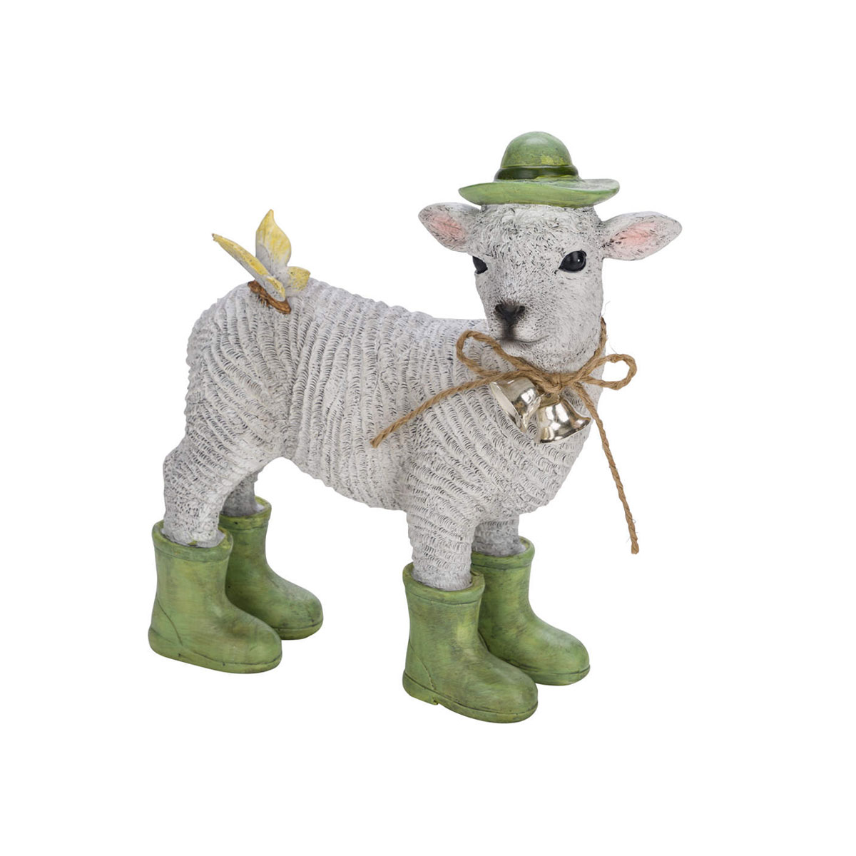 Deko-Schaf mit Glöckchen 21,5 x 19 x 7,5 weiß-grün