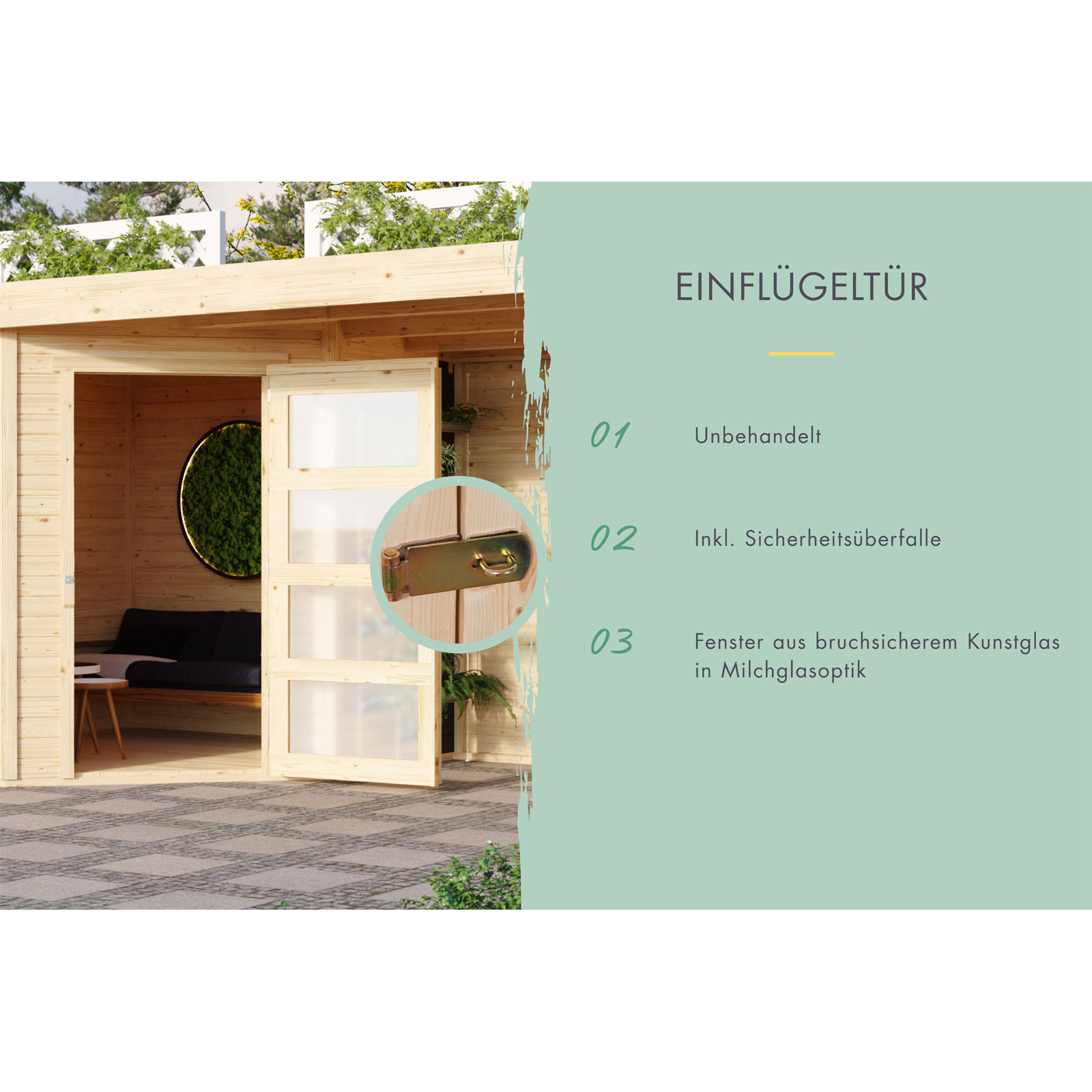 Karibu BBH Schwandorf 2 Set mit Anbau naturbelassen Bild 6