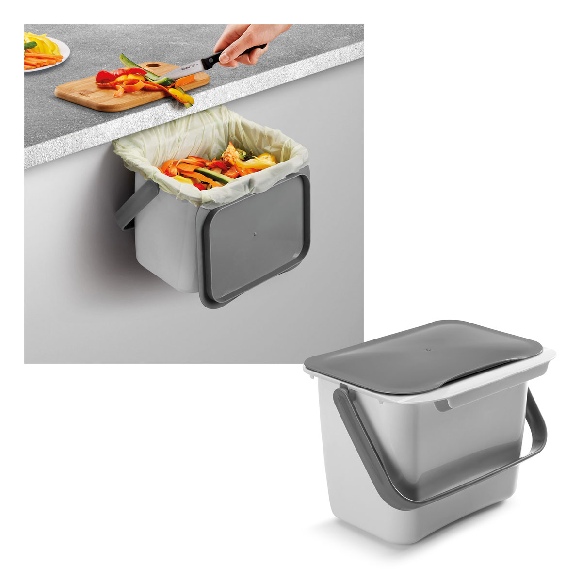 Metaltex Bio-Abfallsammler Bin Tex 19,3 x 24,6 x 19 cm grau