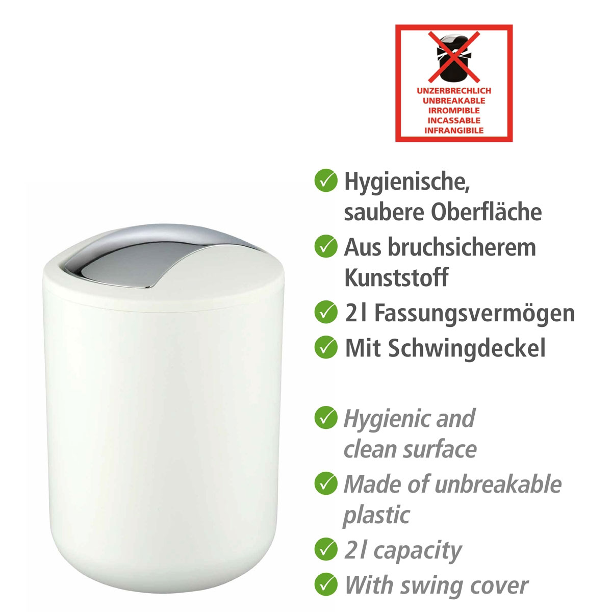 Wenko Kosmetikeimer Brasil S weiß 2 L Bild 2