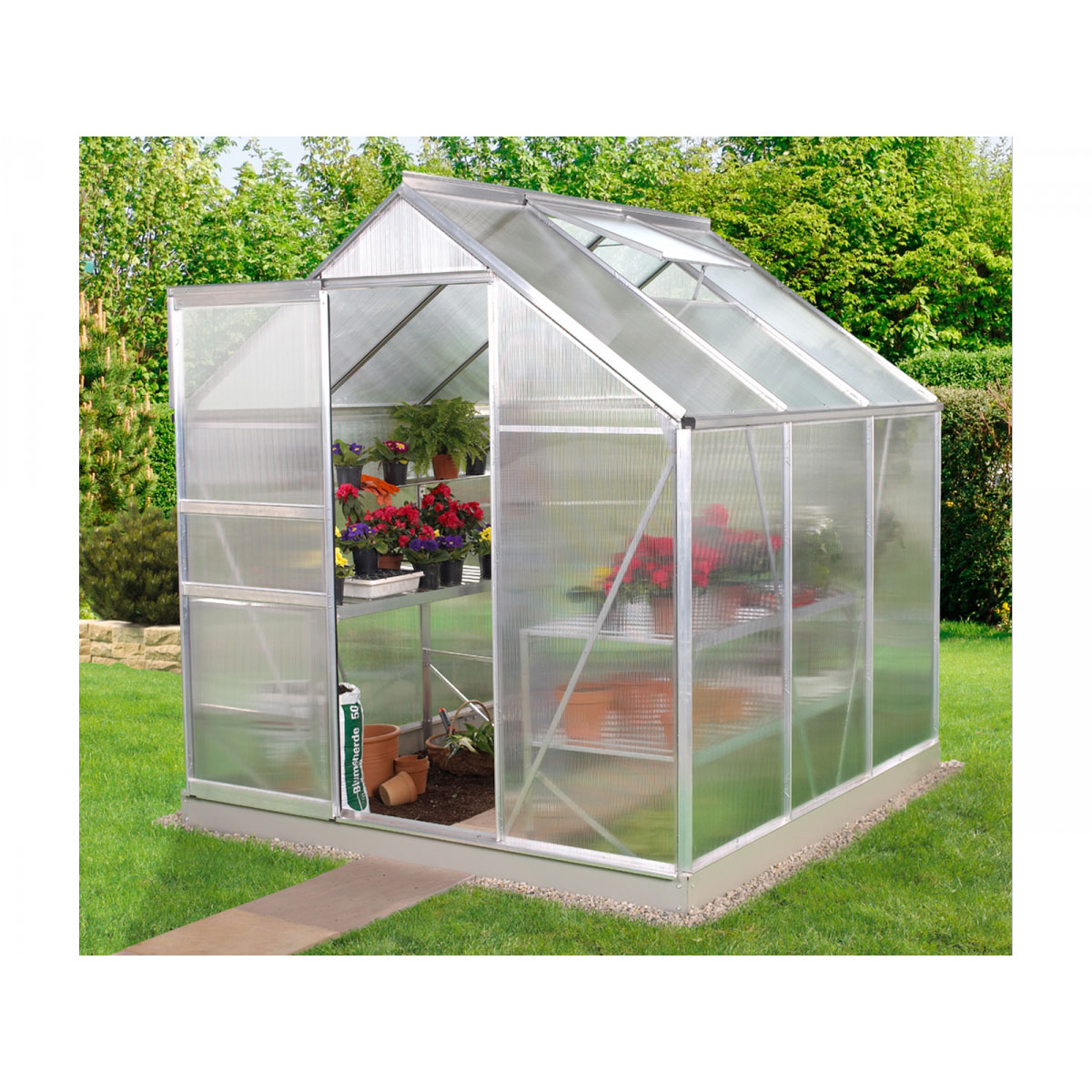 Vitavia Gewächshaus Venus 3800 HKP 3,8m² 4 mm Hohlkammerplatte silber