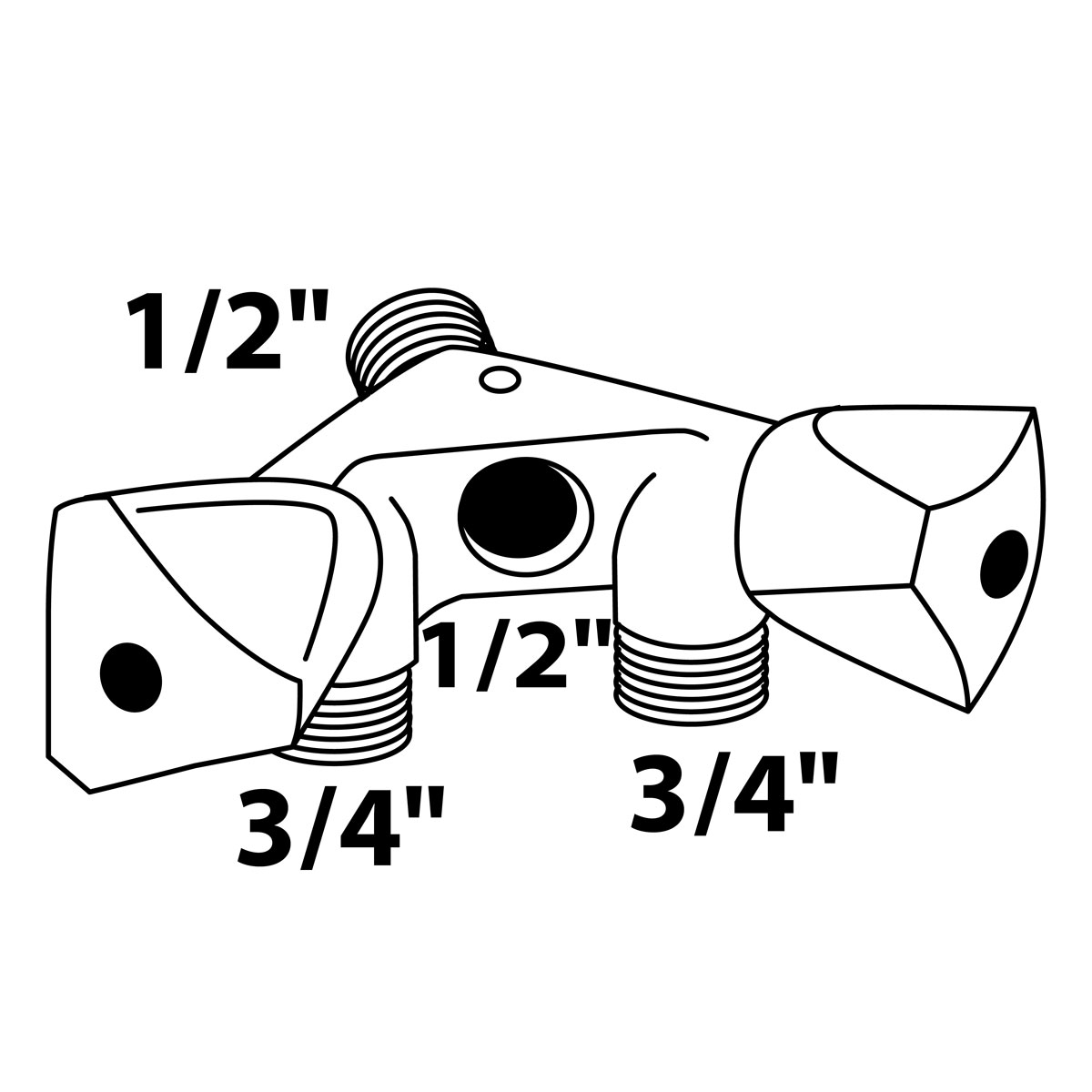 Kirchhoff GA-Wandventil doppelt 1/2"AG x 3/4" AG x 1/2"IG mit Rueckflussverhinderer Bild 2