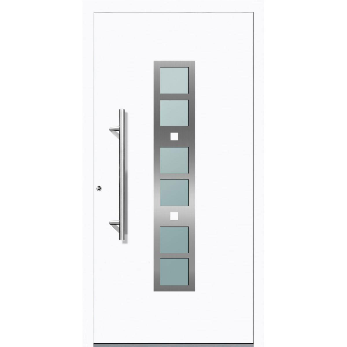 Aluminium Sicherheits-Haustür Pisa Exklusiv 75 mm weiß 110 x 210 cm Anschlag links inkl Griffset